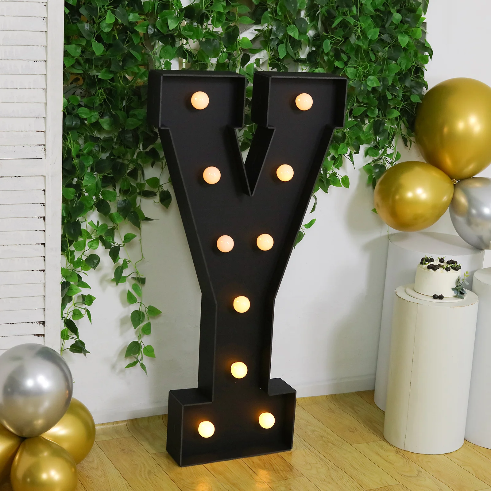 4ft Giant LED Marquee Letter "Y", Black Pre-Cut Foam Board with 10 Warm White Battery Operated LEDs, Glue Gun and Sticks - Image 7