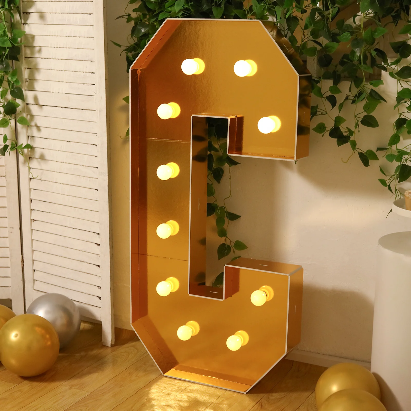 4ft Giant LED Marquee Letter "C", Gold Pre-Cut Foam Board with 10 Warm White Battery Operated LEDs, Glue Gun and Sticks - Image 2