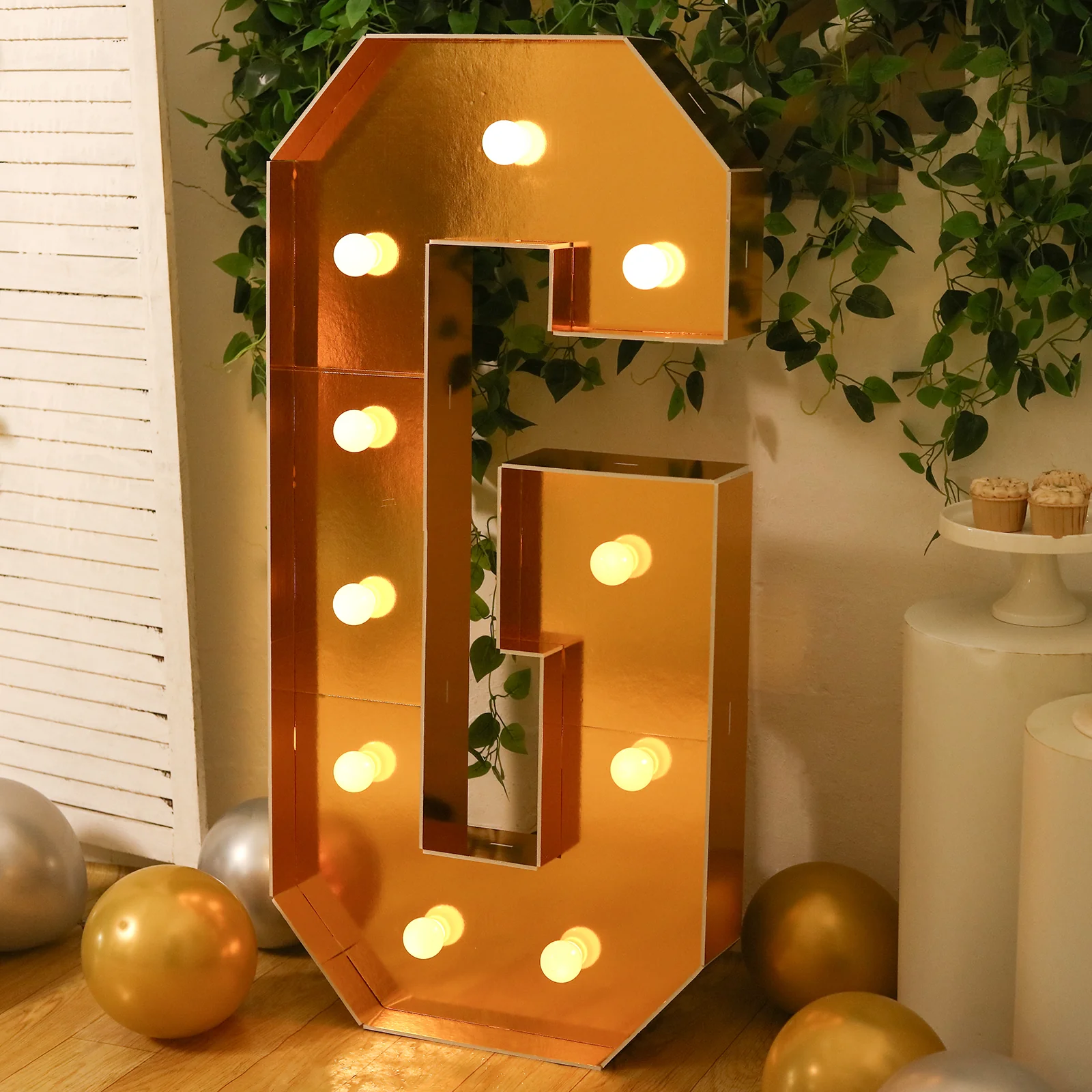 4ft Giant LED Marquee Letter "G", Gold Pre-Cut Foam Board with 10 Warm White Battery Operated LEDs, Glue Gun and Sticks - Image 2