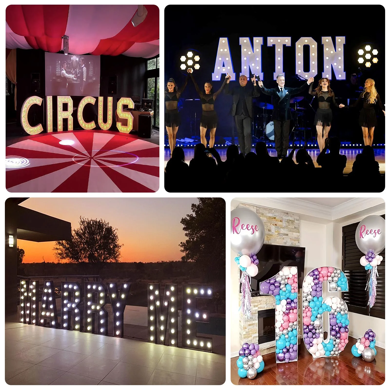 4ft Giant LED Marquee Letter "G", Gold Pre-Cut Foam Board with 10 Warm White Battery Operated LEDs, Glue Gun and Sticks - Image 5