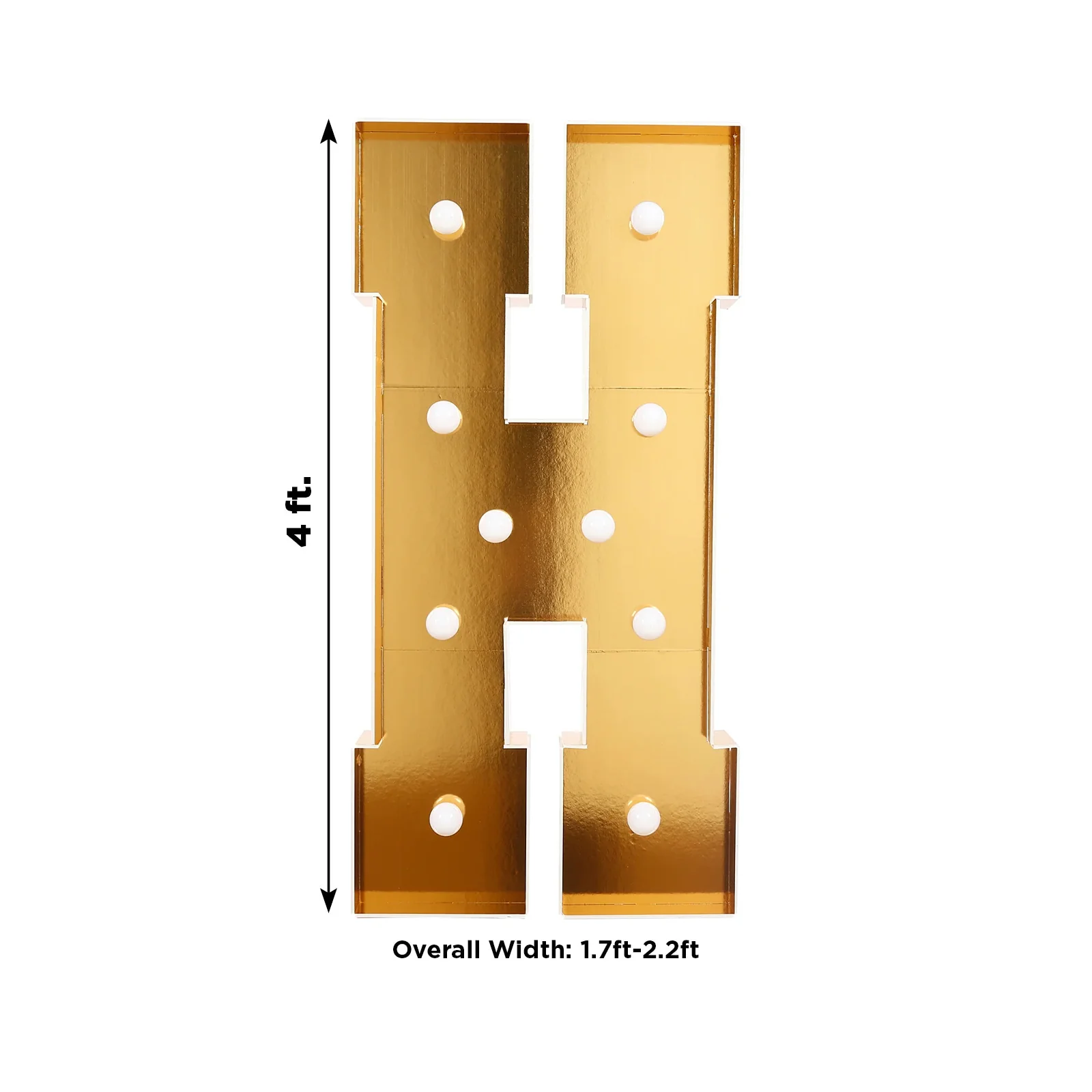 4ft Giant LED Marquee Letter "H", Gold Pre-Cut Foam Board with 10 Warm White Battery Operated LEDs, Glue Gun and Sticks - Image 3