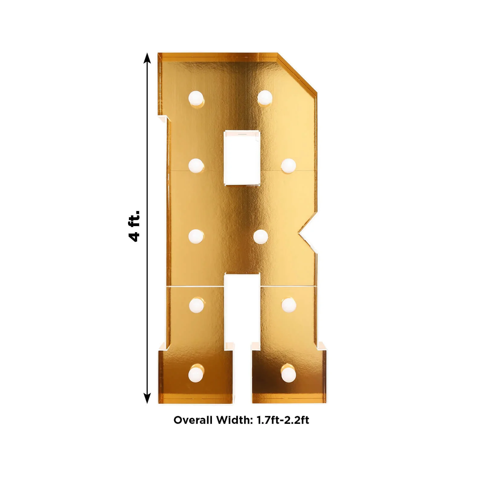 4ft Giant LED Marquee Letter "R", Gold Pre-Cut Foam Board with 10 Warm White Battery Operated LEDs, Glue Gun and Sticks - Image 3