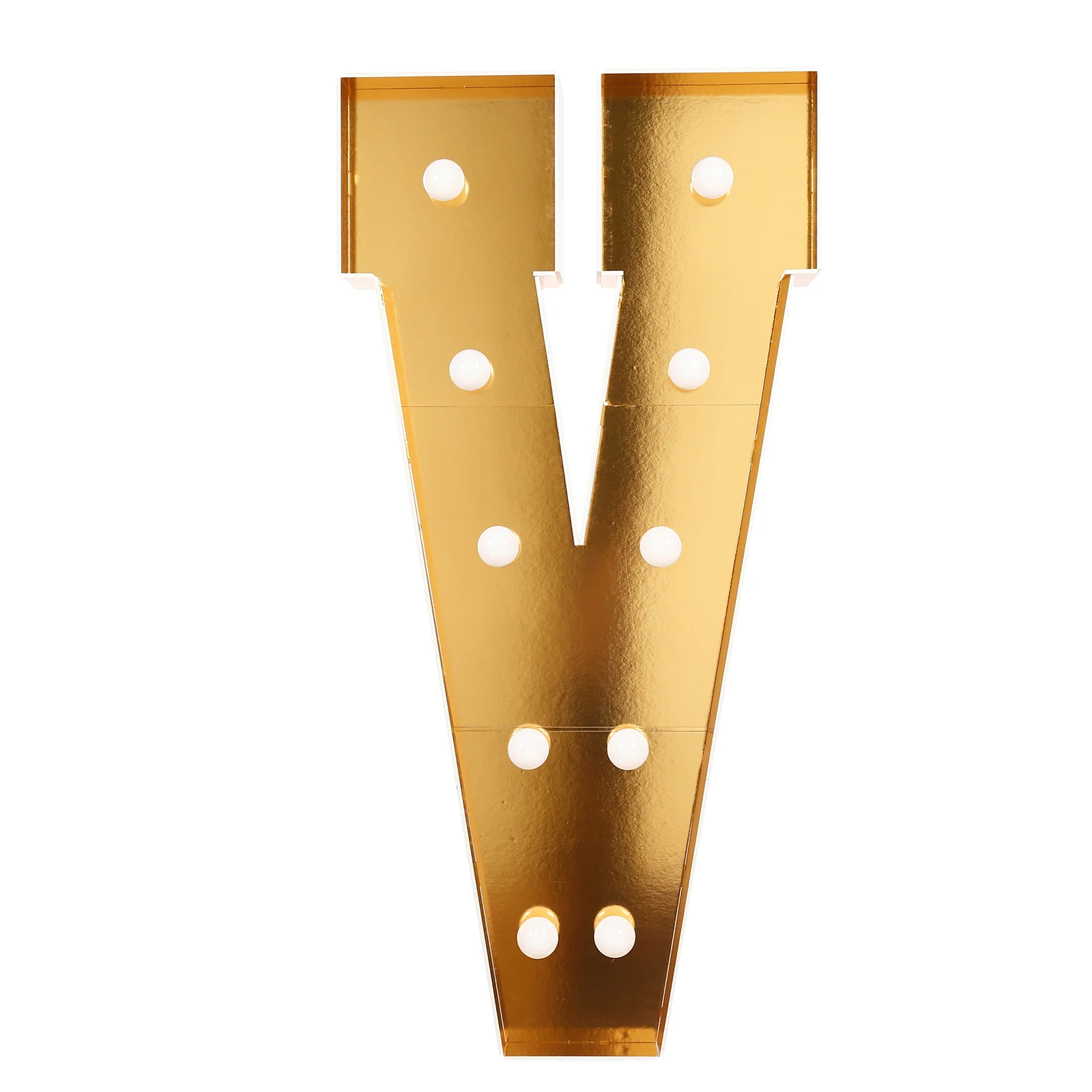 4ft Giant LED Marquee Letter "V", Gold Pre-Cut Foam Board with 10 Warm White Battery Operated LEDs, Glue Gun and Sticks - Image 2