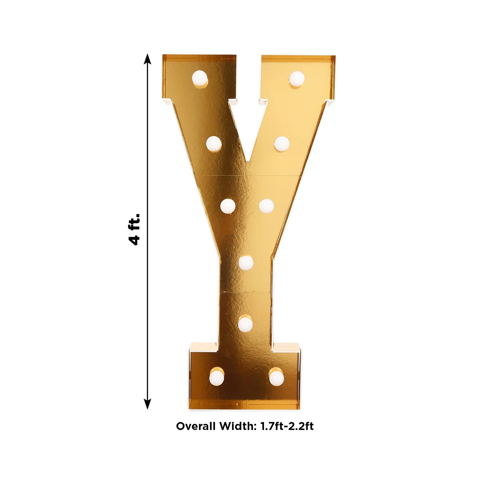 4ft Giant LED Marquee Letter "Y", Gold Pre-Cut Foam Board with 10 Warm White Battery Operated LEDs, Glue Gun and Sticks - Image 3
