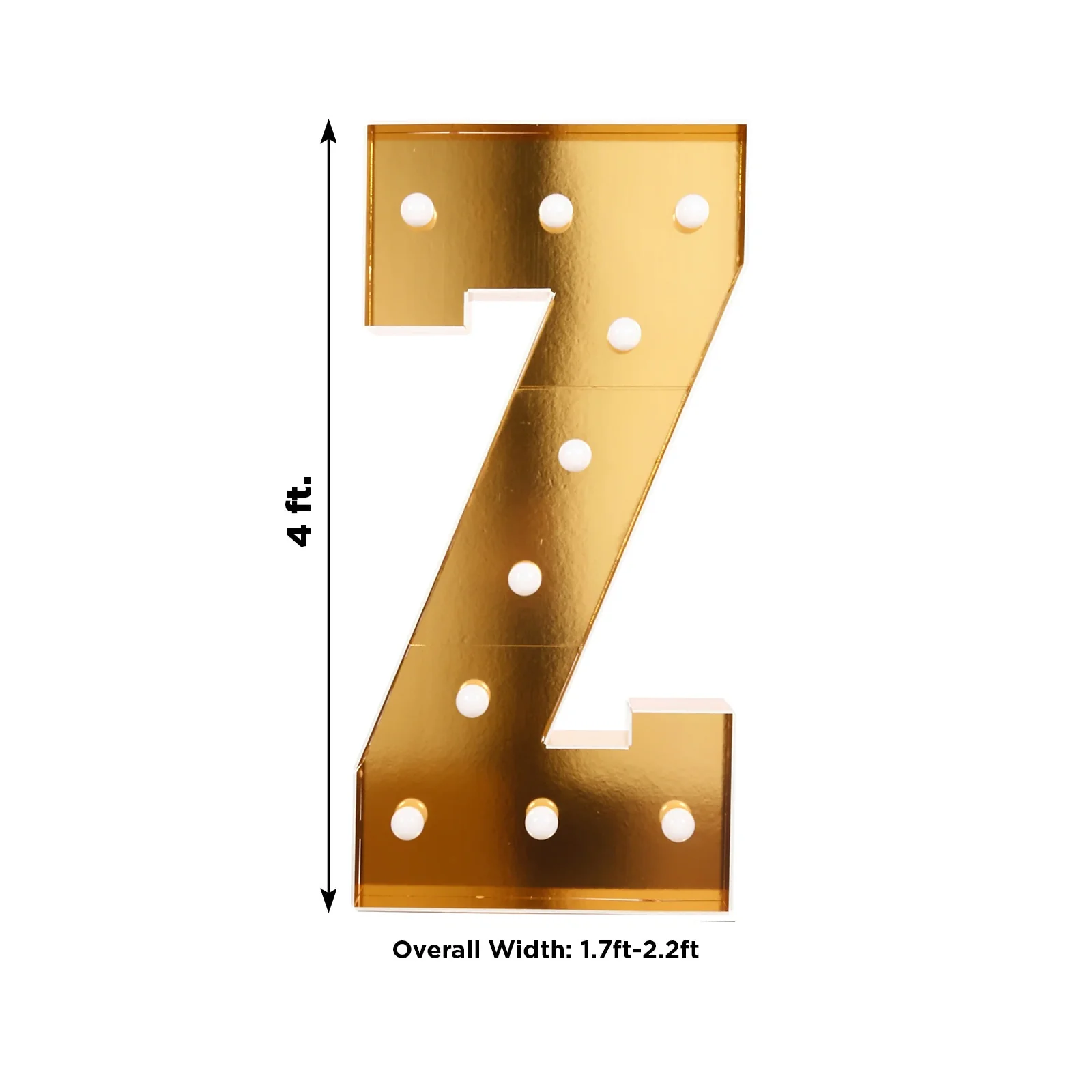 4ft Giant LED Marquee Letter "Z", Gold Pre-Cut Foam Board with 10 Warm White Battery Operated LEDs, Glue Gun and Sticks - Image 3