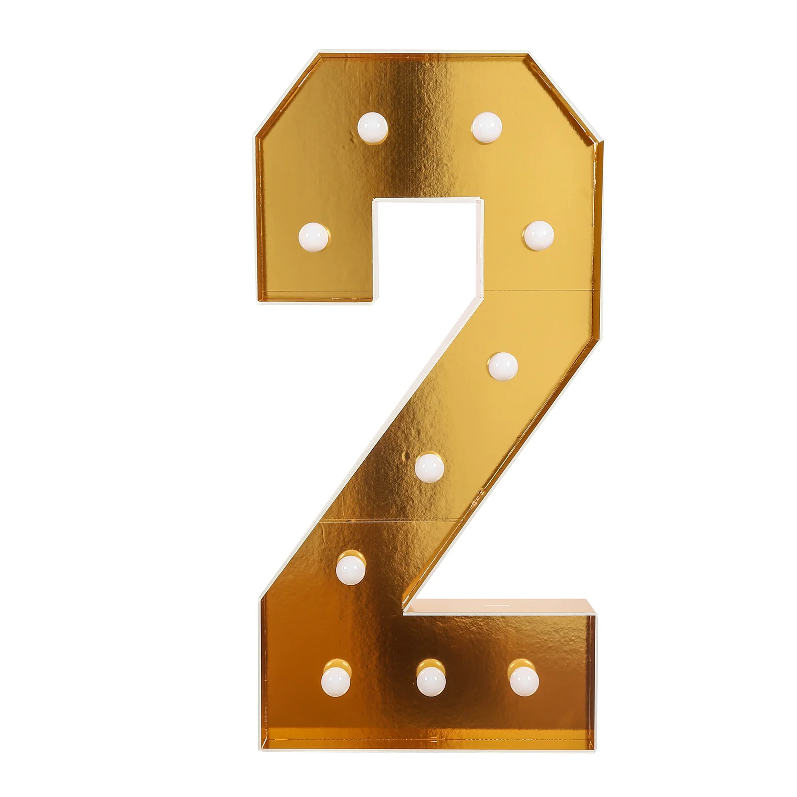 4ft Giant LED Marquee Number "2", Gold Pre-Cut Foam Board with 10 Warm White Battery Operated LEDs, Glue Gun and Sticks - Image 6
