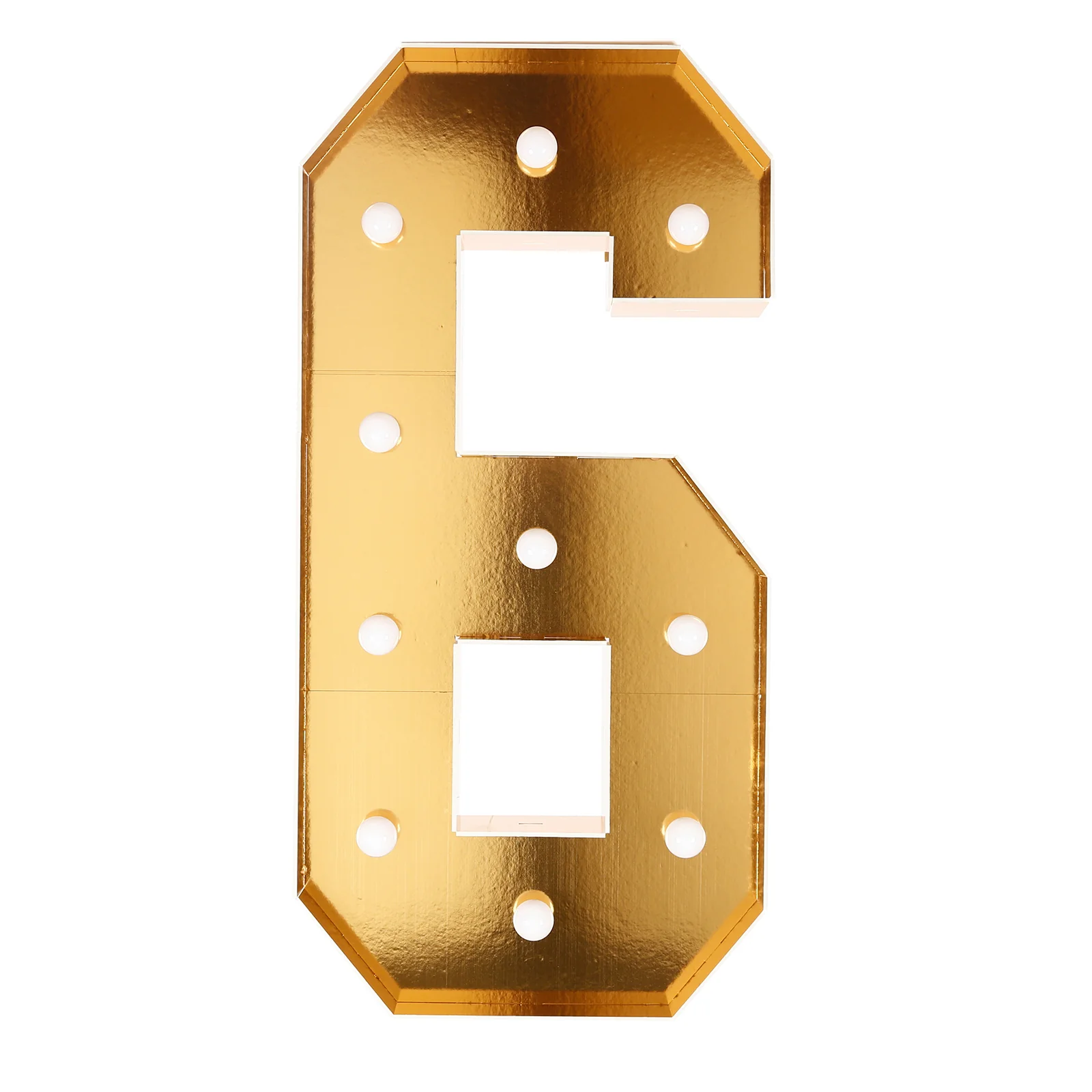 4ft Giant LED Marquee Number "6", Gold Pre-Cut Foam Board with 10 Warm White Battery Operated LEDs, Glue Gun and Sticks - Image 6
