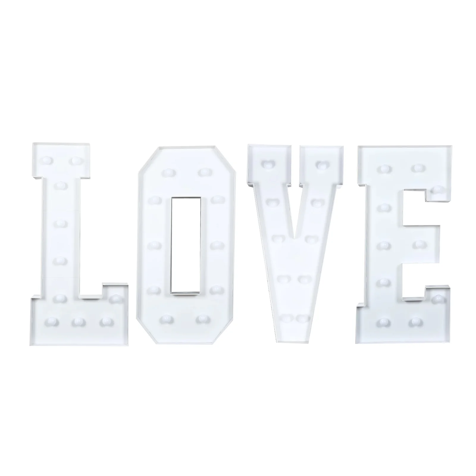 4ft Giant LED Marquee Letters Set "LOVE", White Pre-Cut Foam Board with Warm White Battery Operated LEDs, Glue Gun and Sticks - Image 2