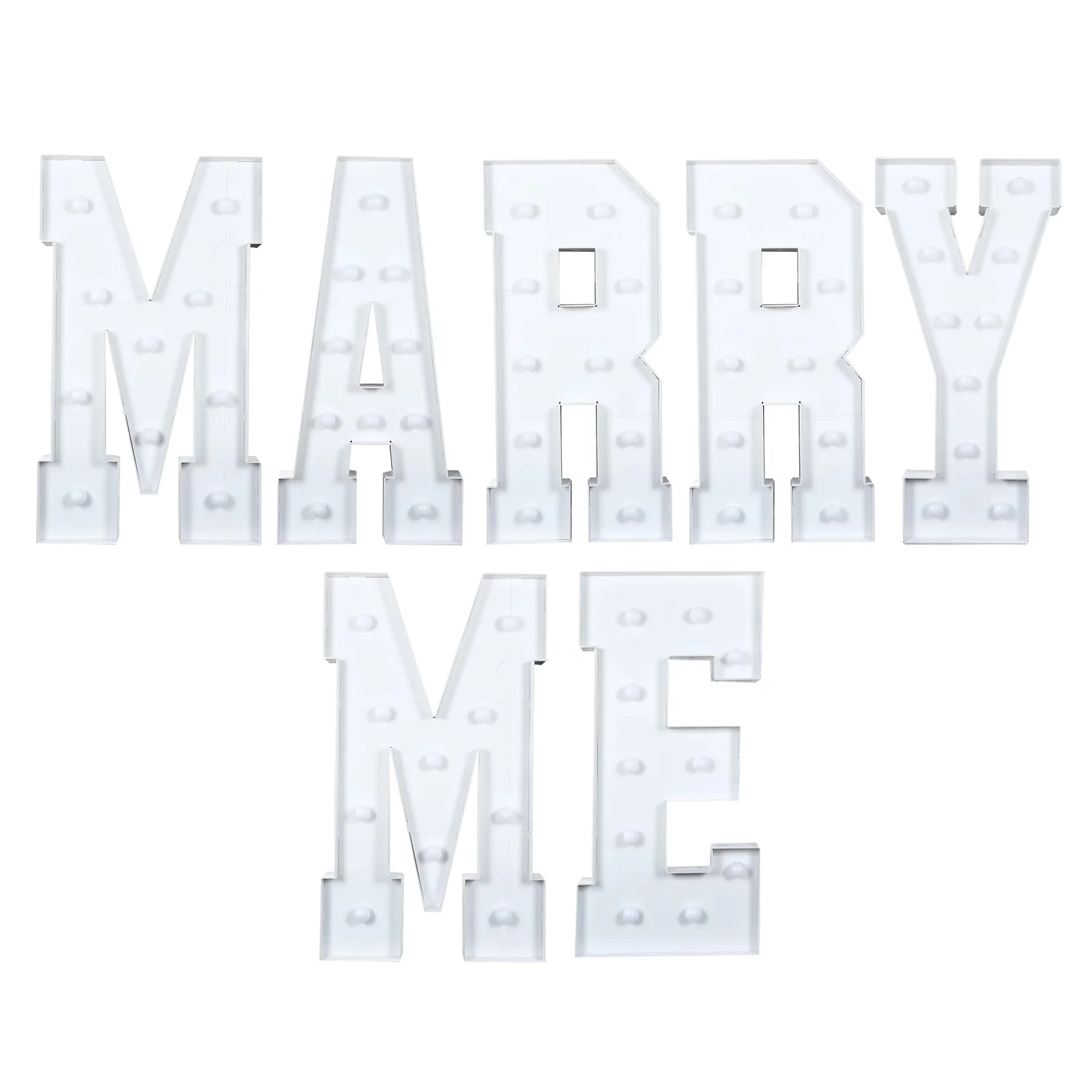 4ft Giant LED Marquee Letters Set "MARRY ME" White Pre-Cut Foam Board with Warm White Battery Operated LEDs, Glue Gun and Sticks - Image 2