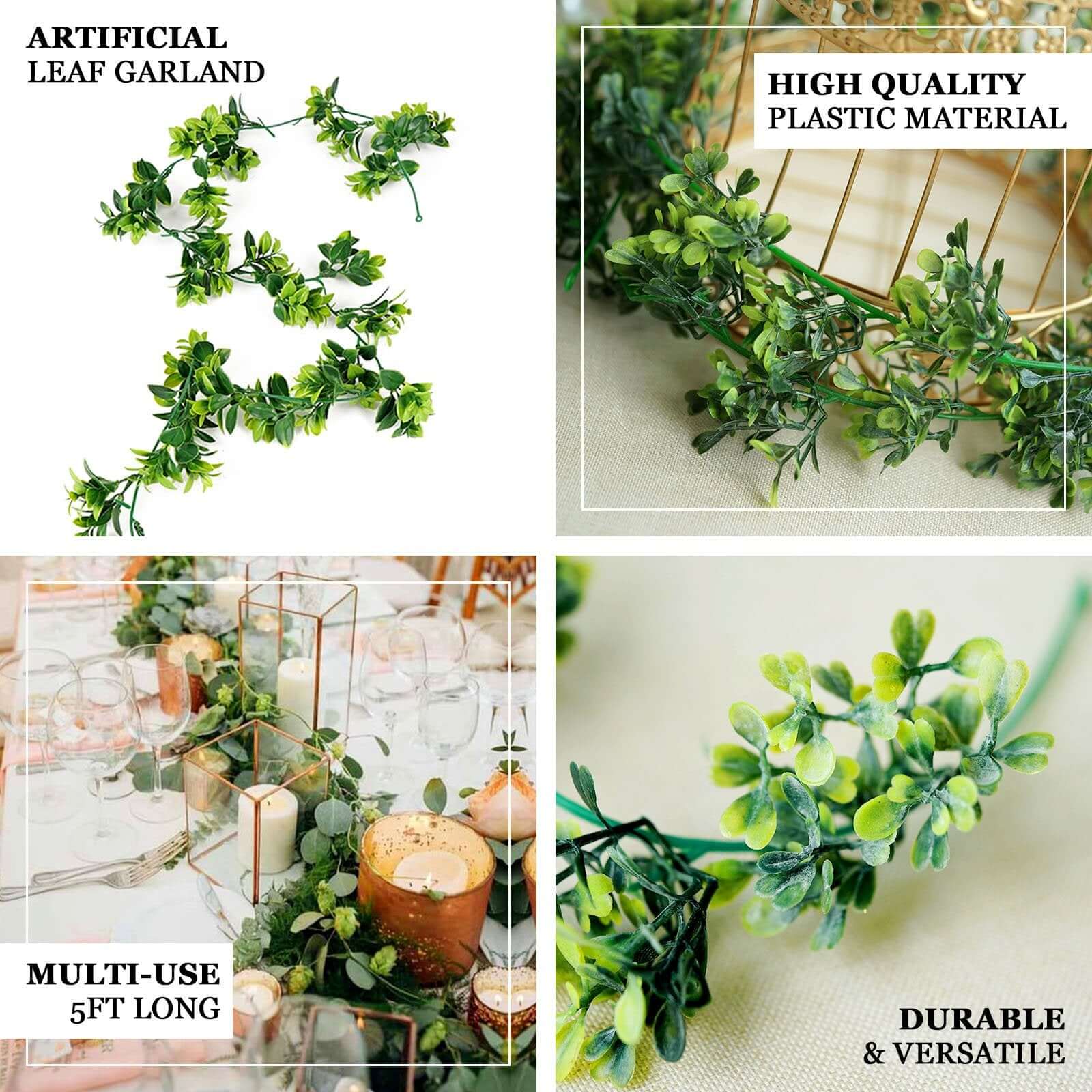 Real Touch Green Artificial Willow and Frond Leaves Garland Vine 4ft - Image 4