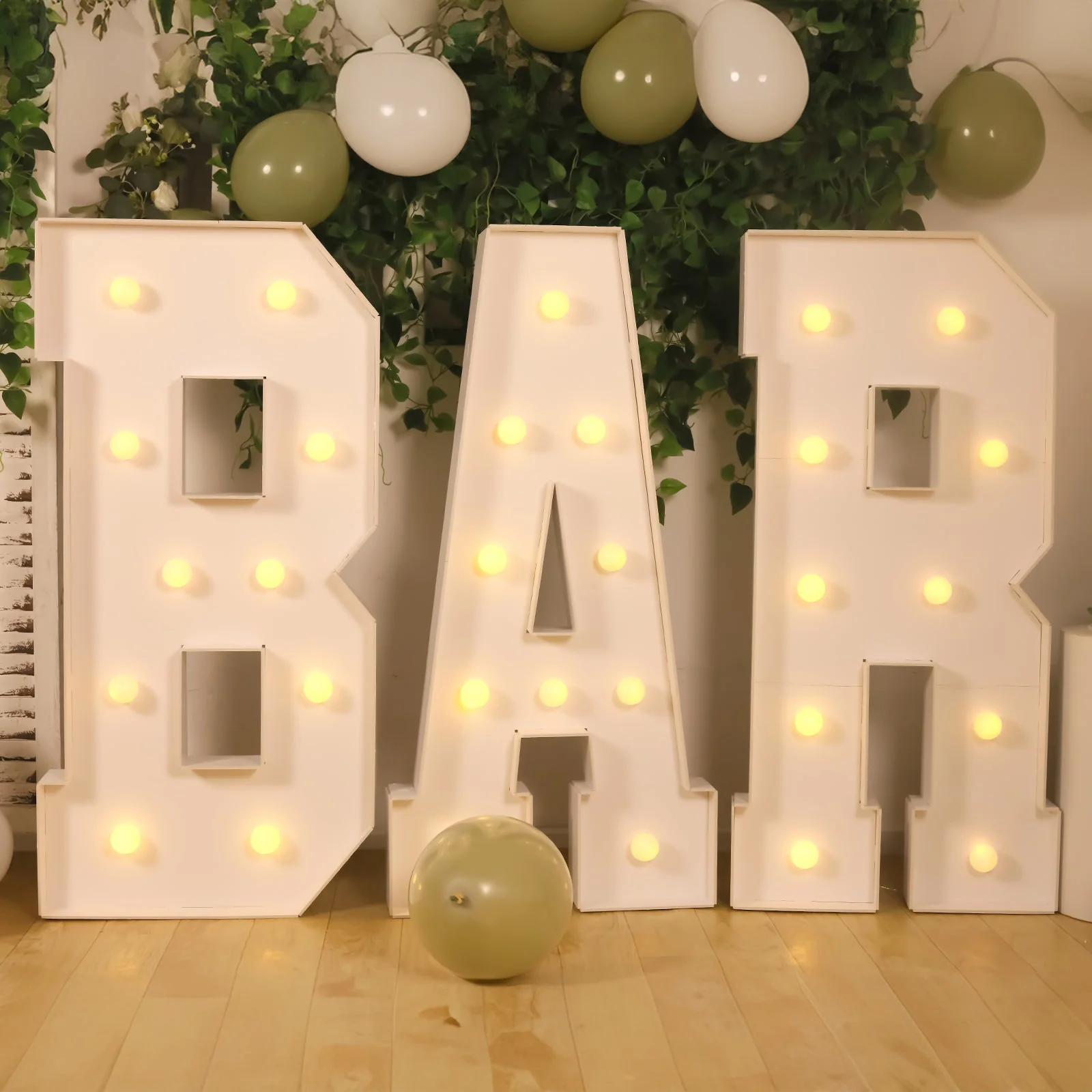 4ft Giant LED Marquee Letter "B", White Pre-Cut Foam Board with 10 Warm White Battery Operated LEDs, Glue Gun and Sticks - Image 2