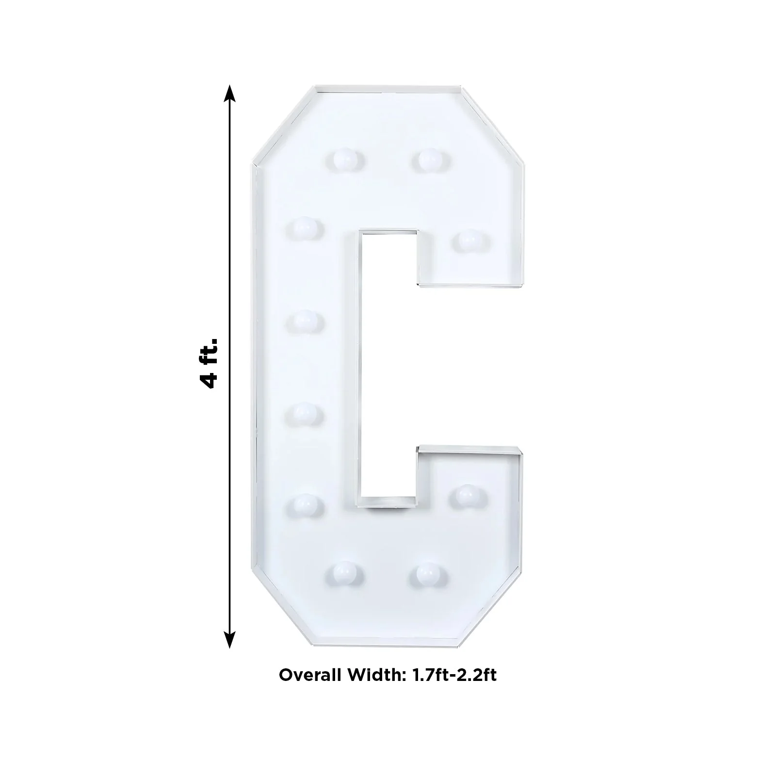 4ft Giant LED Marquee Letter "C", White Pre-Cut Foam Board with 10 Warm White Battery Operated LEDs, Glue Gun and Sticks - Image 3
