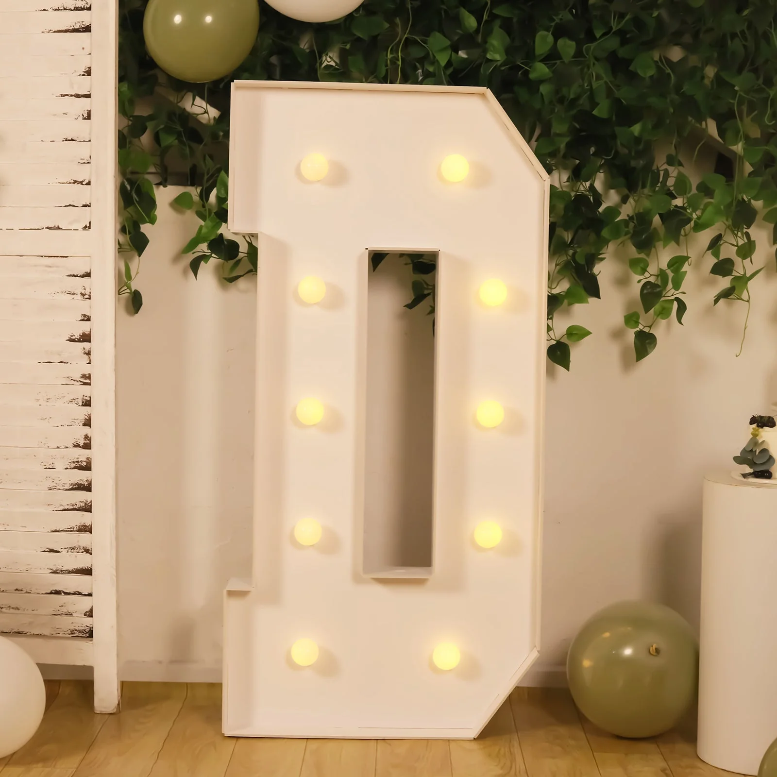 4ft Giant LED Marquee Letter "D", White Pre-Cut Foam Board with 10 Warm White Battery Operated LEDs, Glue Gun and Sticks