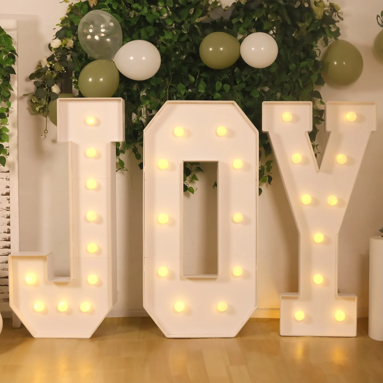 4ft Giant LED Marquee Letter "J", White Pre-Cut Foam Board with 10 Warm White Battery Operated LEDs, Glue Gun and Sticks - Image 2