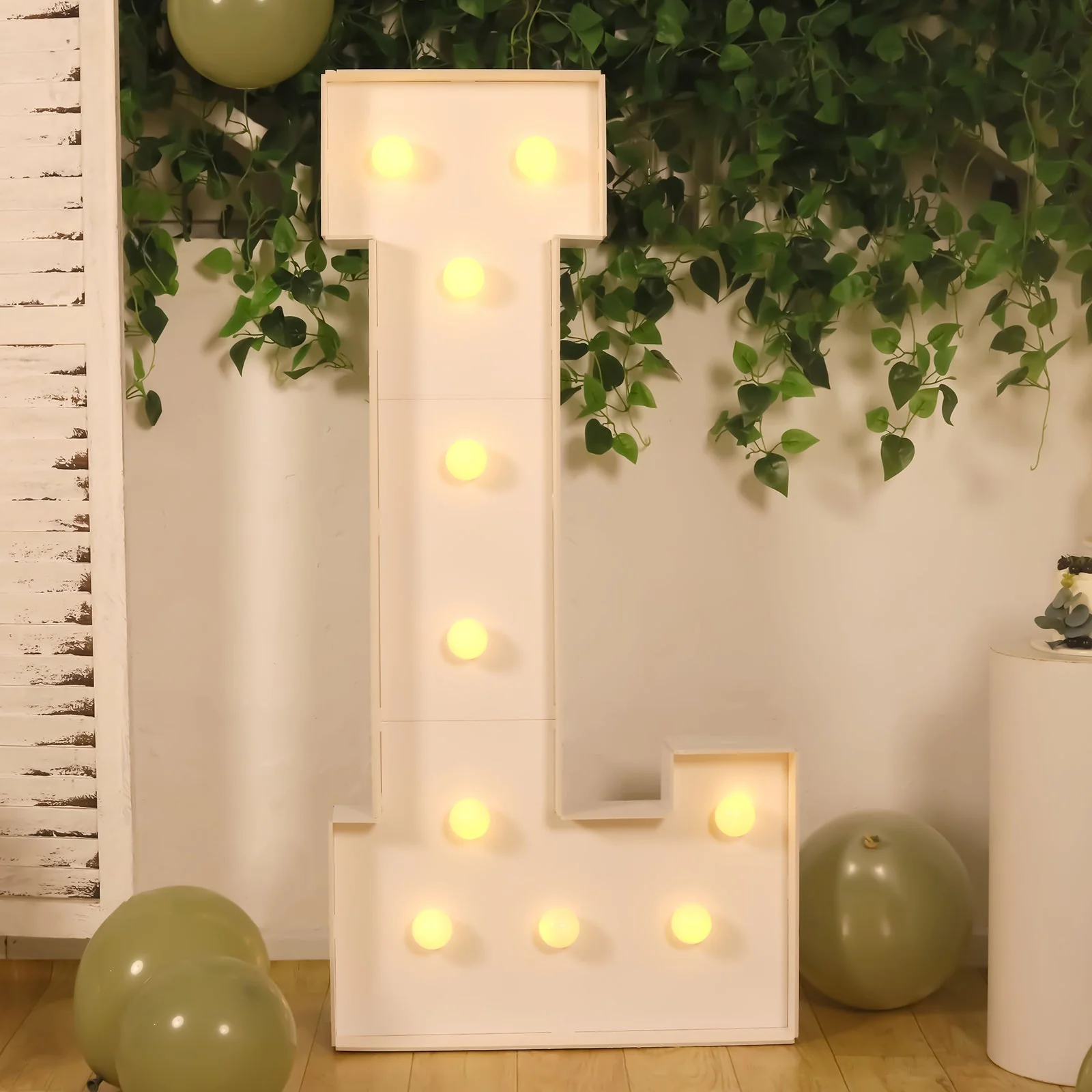 4ft Giant LED Marquee Letter "L", White Pre-Cut Foam Board with 10 Warm White Battery Operated LEDs, Glue Gun and Sticks