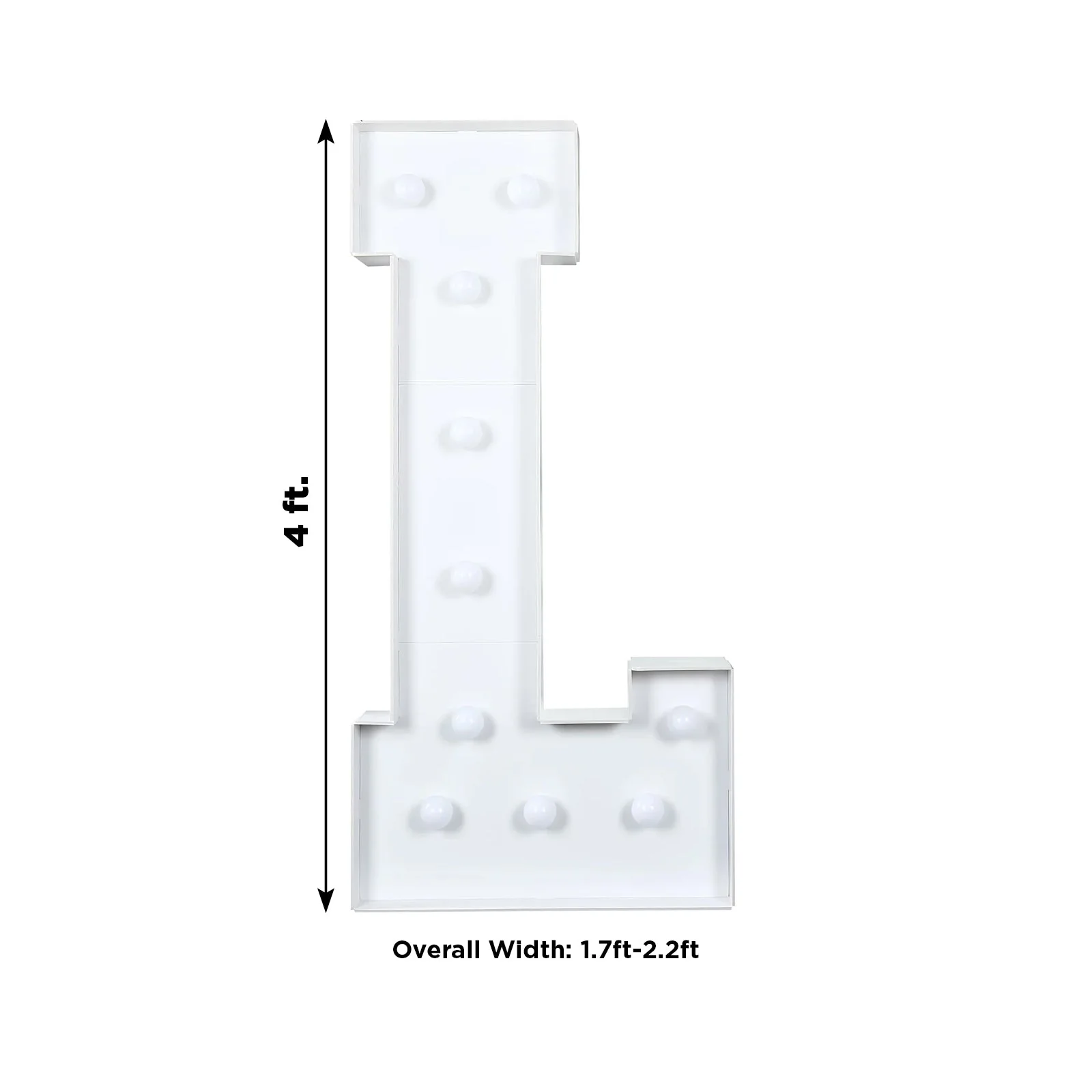 4ft Giant LED Marquee Letter "L", White Pre-Cut Foam Board with 10 Warm White Battery Operated LEDs, Glue Gun and Sticks - Image 3