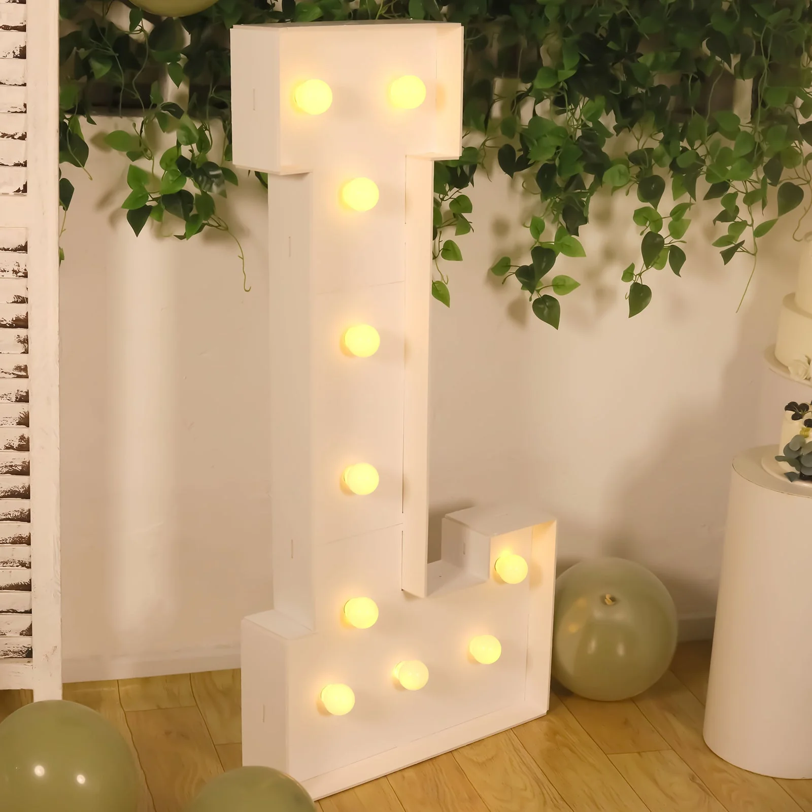 4ft Giant LED Marquee Letter "L", White Pre-Cut Foam Board with 10 Warm White Battery Operated LEDs, Glue Gun and Sticks - Image 7