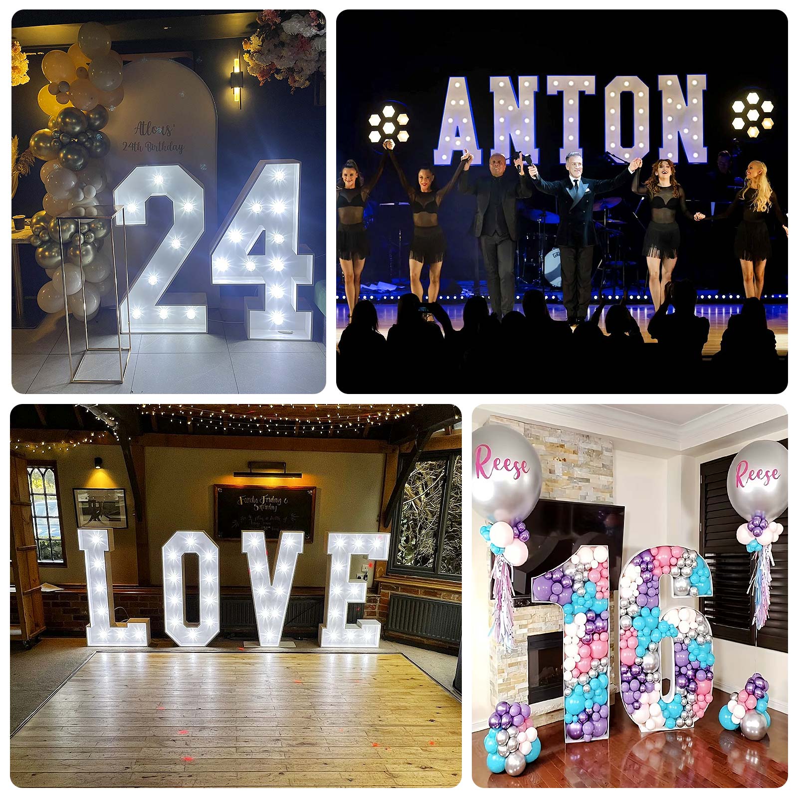 4ft Giant LED Marquee Letter "N", White Pre-Cut Foam Board with 10 Warm White Battery Operated LEDs, Glue Gun and Sticks - Image 5