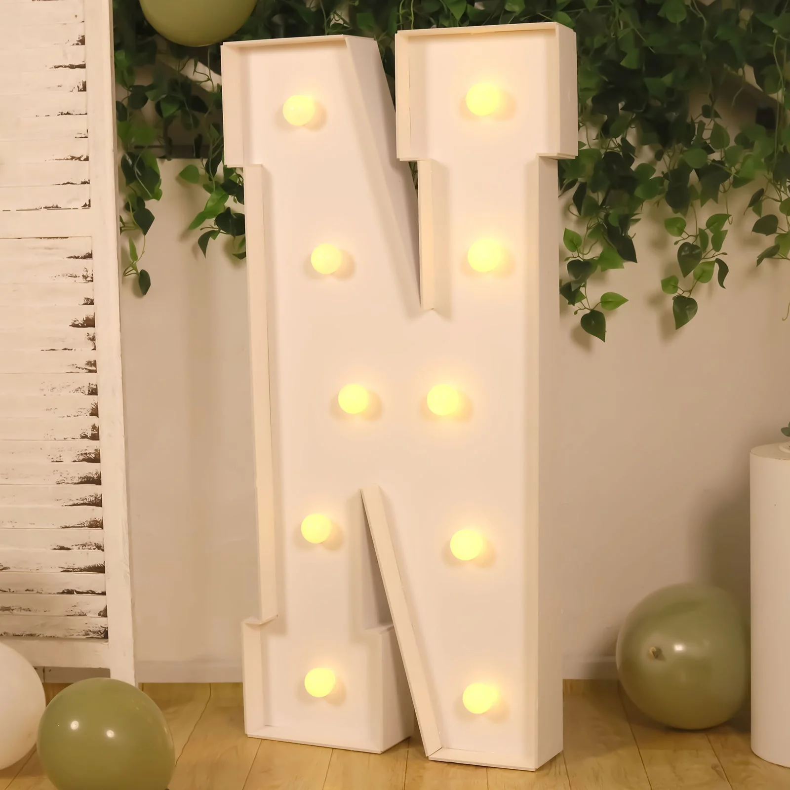 4ft Giant LED Marquee Letter "N", White Pre-Cut Foam Board with 10 Warm White Battery Operated LEDs, Glue Gun and Sticks - Image 7