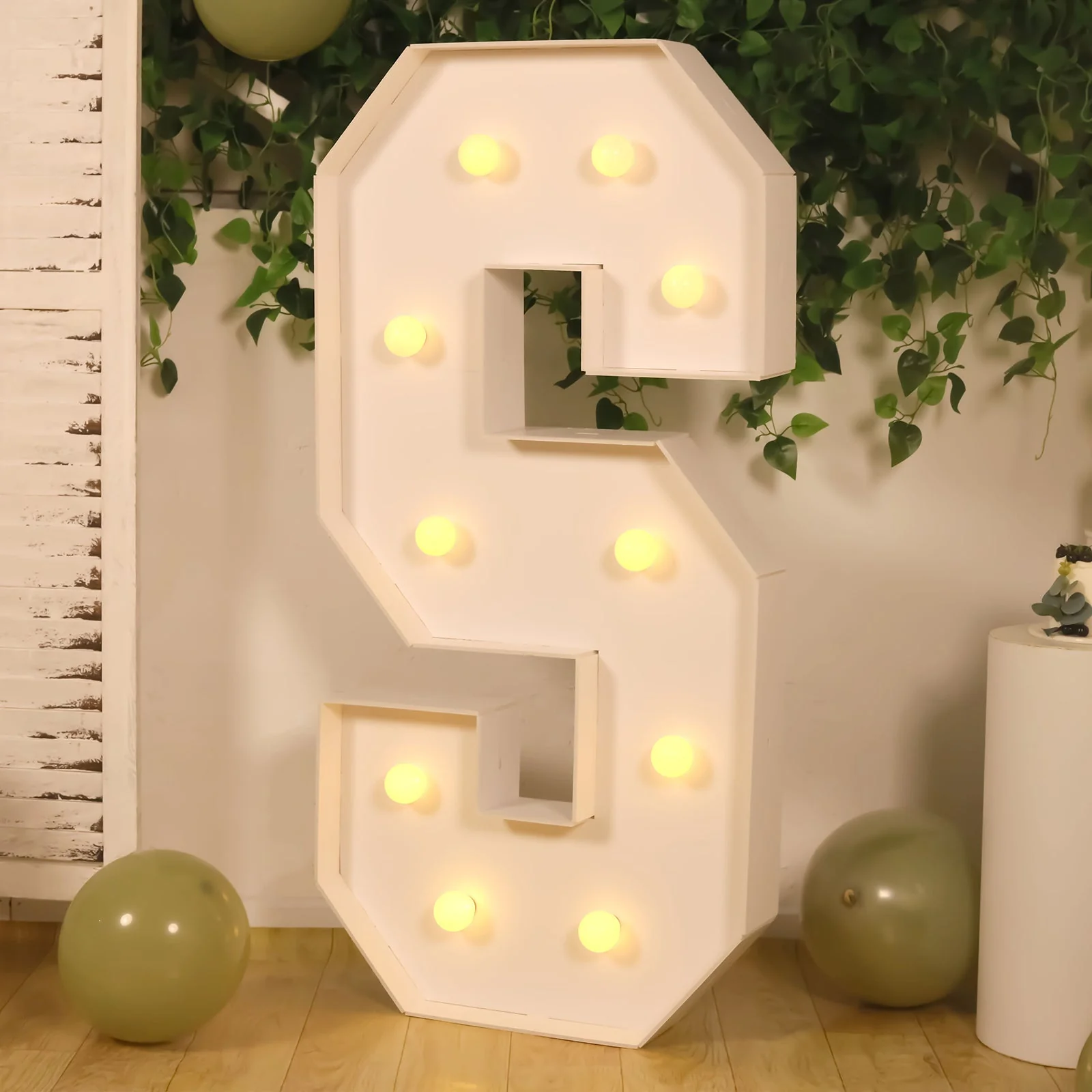 4ft Giant LED Marquee Letter "S", White Pre-Cut Foam Board with 10 Warm White Battery Operated LEDs, Glue Gun and Sticks - Image 2