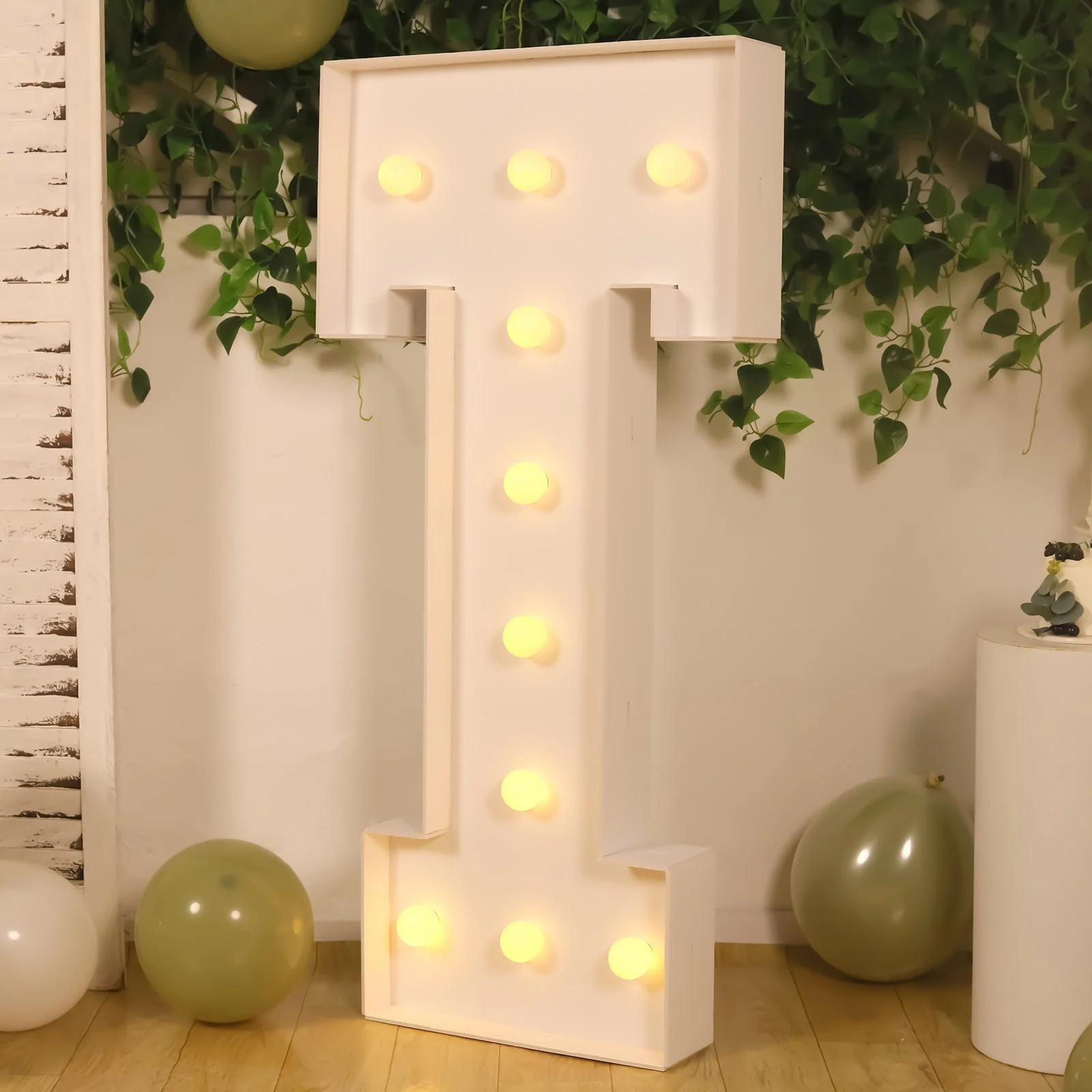4ft Giant LED Marquee Letter "T", White Pre-Cut Foam Board with 10 Warm White Battery Operated LEDs, Glue Gun and Sticks - Image 2