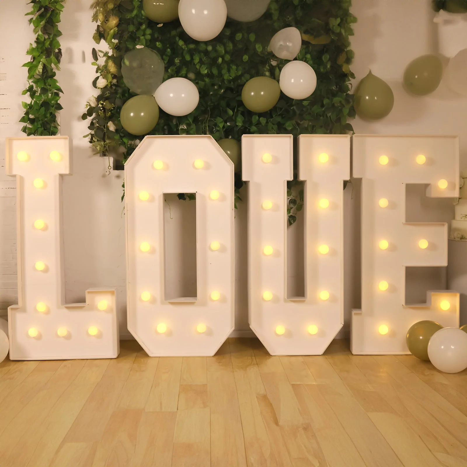 4ft Giant LED Marquee Letter "U", White Pre-Cut Foam Board with 10 Warm White Battery Operated LEDs, Glue Gun and Sticks - Image 2