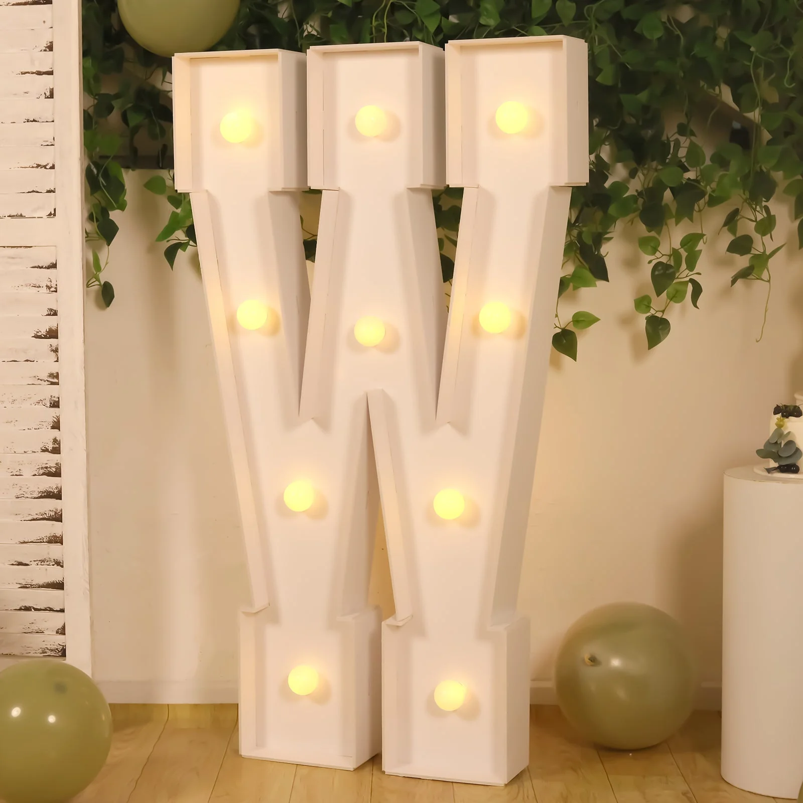 4ft Giant LED Marquee Letter "W", White Pre-Cut Foam Board with 10 Warm White Battery Operated LEDs, Glue Gun and Sticks - Image 2