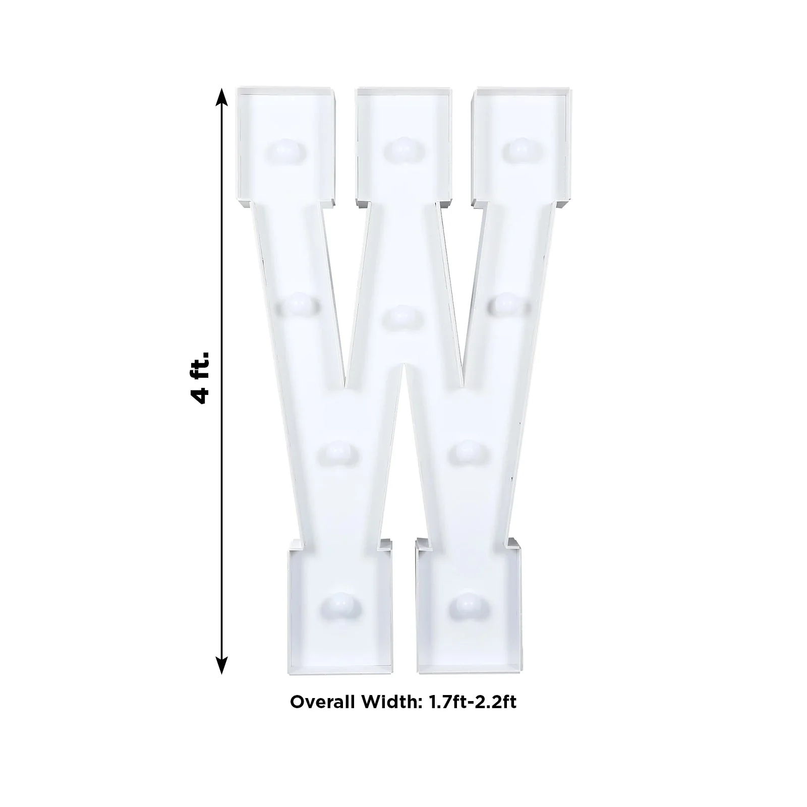 4ft Giant LED Marquee Letter "W", White Pre-Cut Foam Board with 10 Warm White Battery Operated LEDs, Glue Gun and Sticks - Image 3