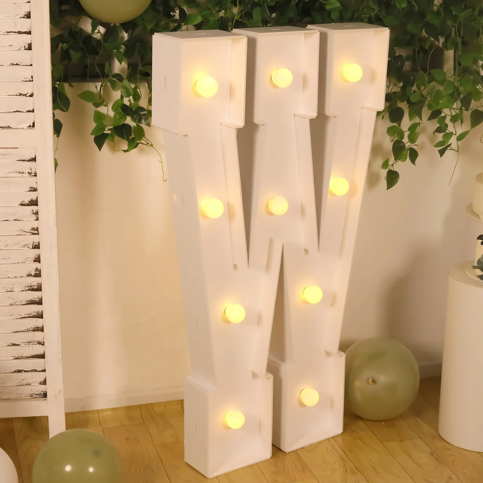 4ft Giant LED Marquee Letter "W", White Pre-Cut Foam Board with 10 Warm White Battery Operated LEDs, Glue Gun and Sticks - Image 7