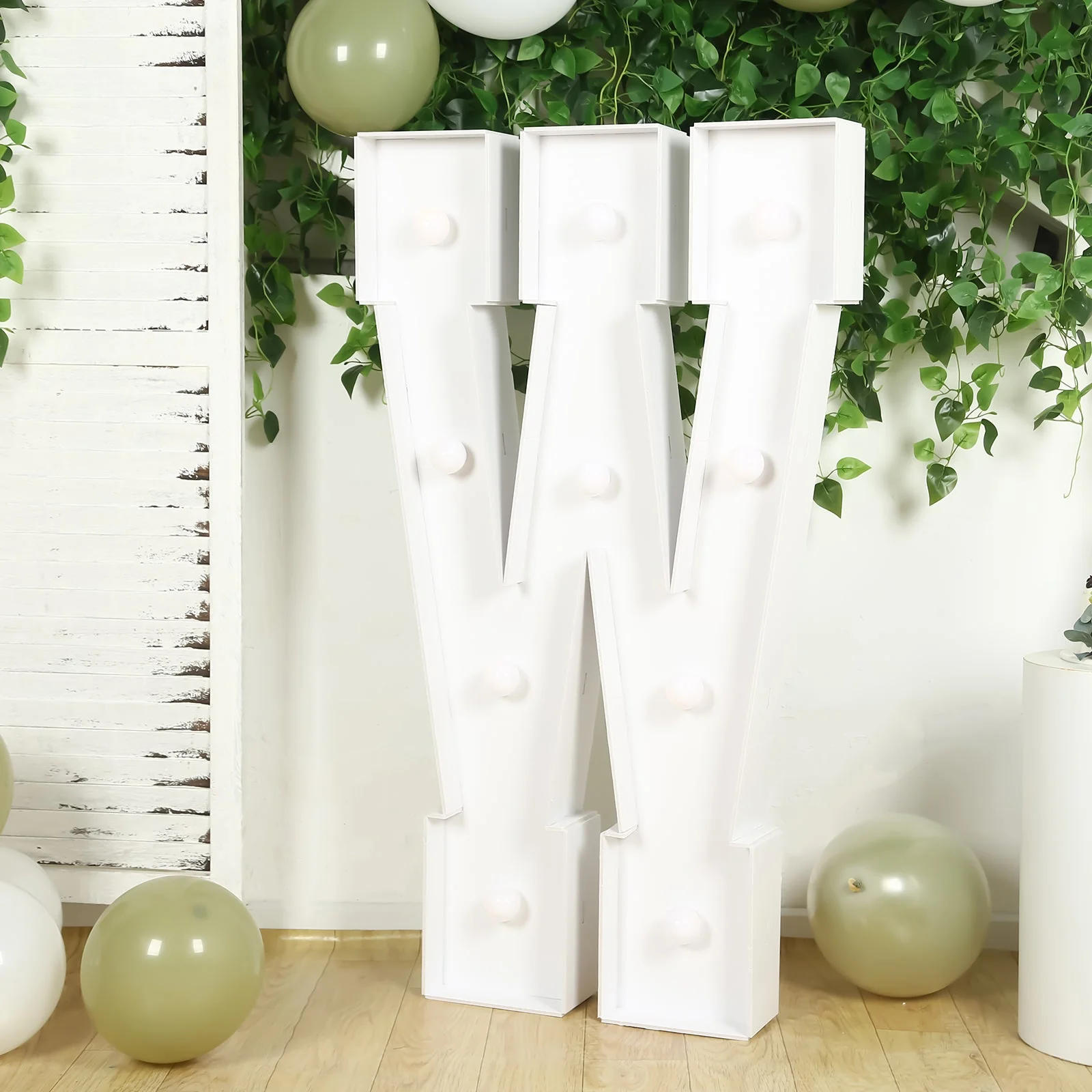 4ft Giant LED Marquee Letter "W", White Pre-Cut Foam Board with 10 Warm White Battery Operated LEDs, Glue Gun and Sticks - Image 8