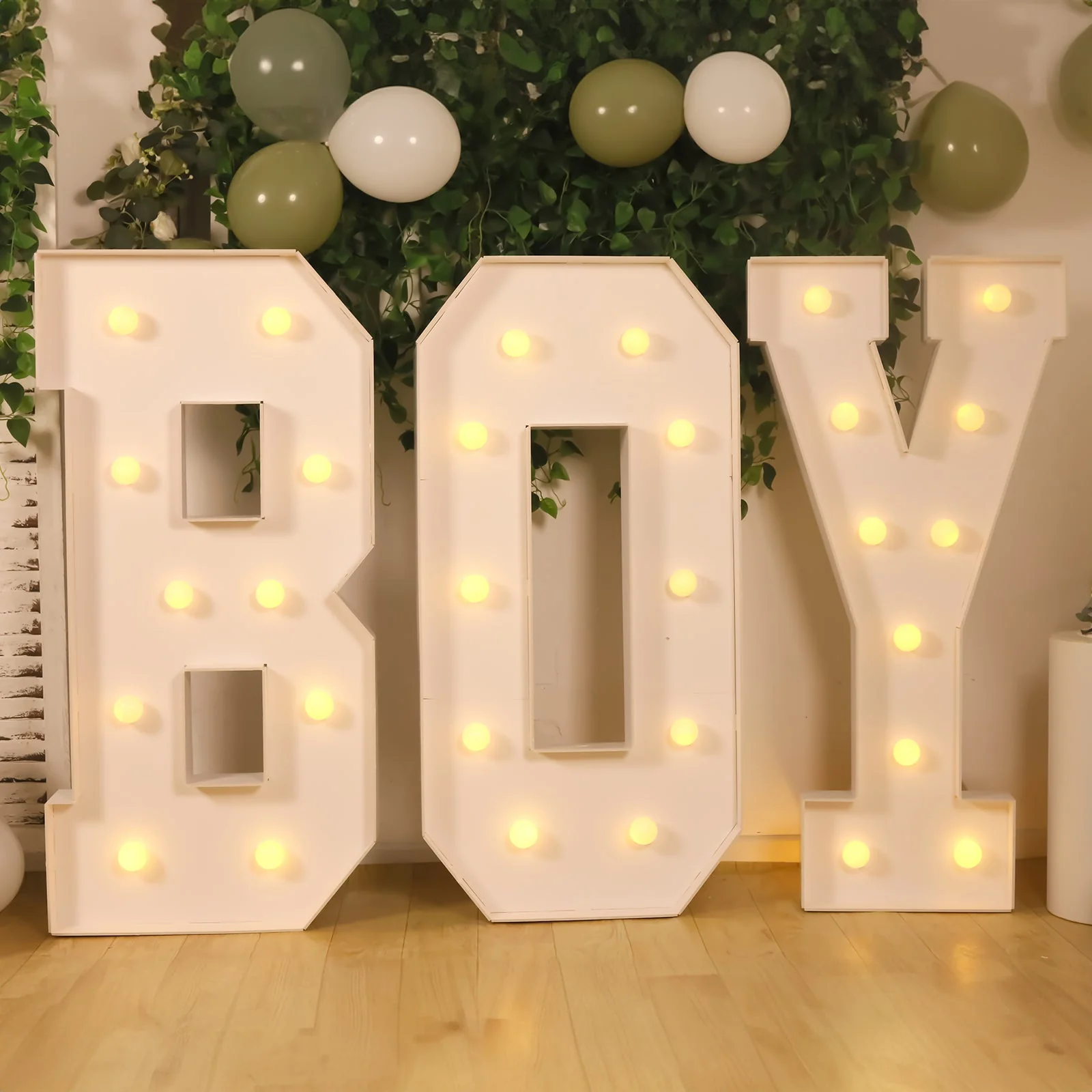 4ft Giant LED Marquee Letter "Y", White Pre-Cut Foam Board with 10 Warm White Battery Operated LEDs, Glue Gun and Sticks - Image 2