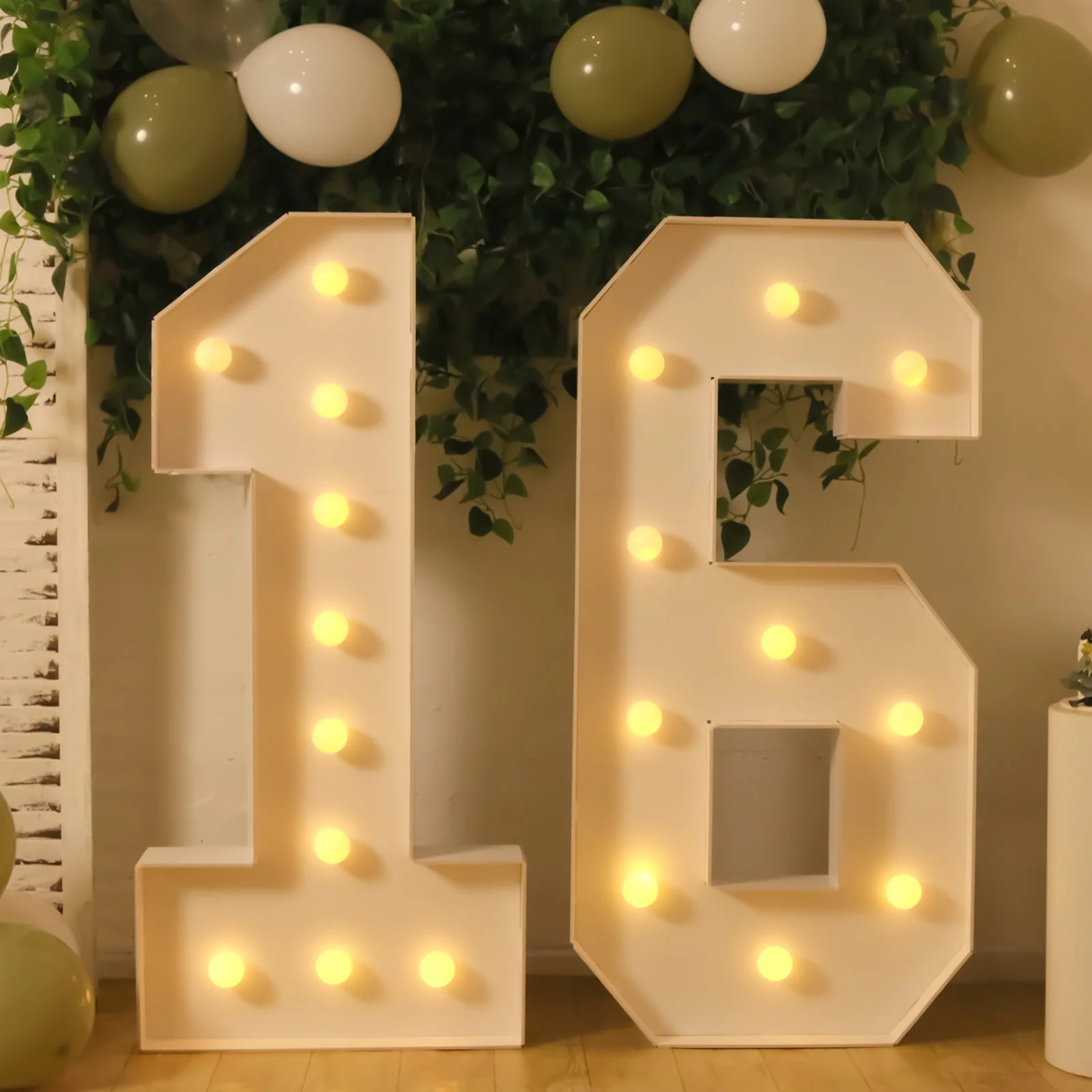 4ft Giant LED Marquee Number "1", White Pre-Cut Foam Board with 10 Warm White Battery Operated LEDs, Glue Gun and Sticks - Image 2