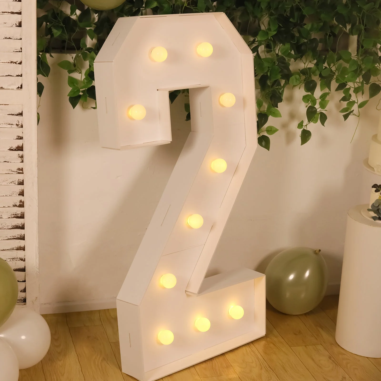 4ft Giant LED Marquee Number "2", White Pre-Cut Foam Board with 10 Warm White Battery Operated LEDs, Glue Gun and Sticks - Image 2