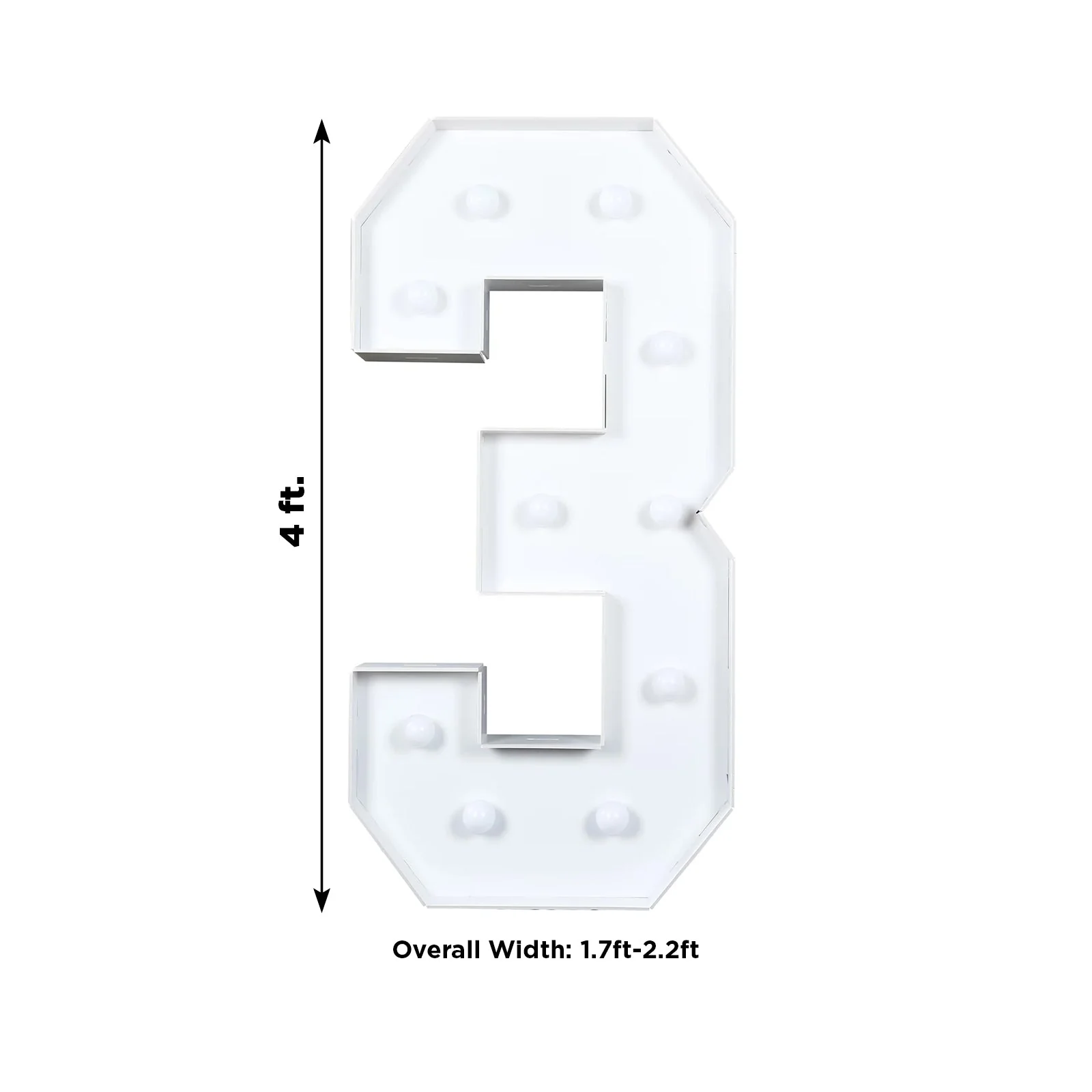 4ft Giant LED Marquee Number "3", White Pre-Cut Foam Board with 10 Warm White Battery Operated LEDs, Glue Gun and Sticks - Image 3