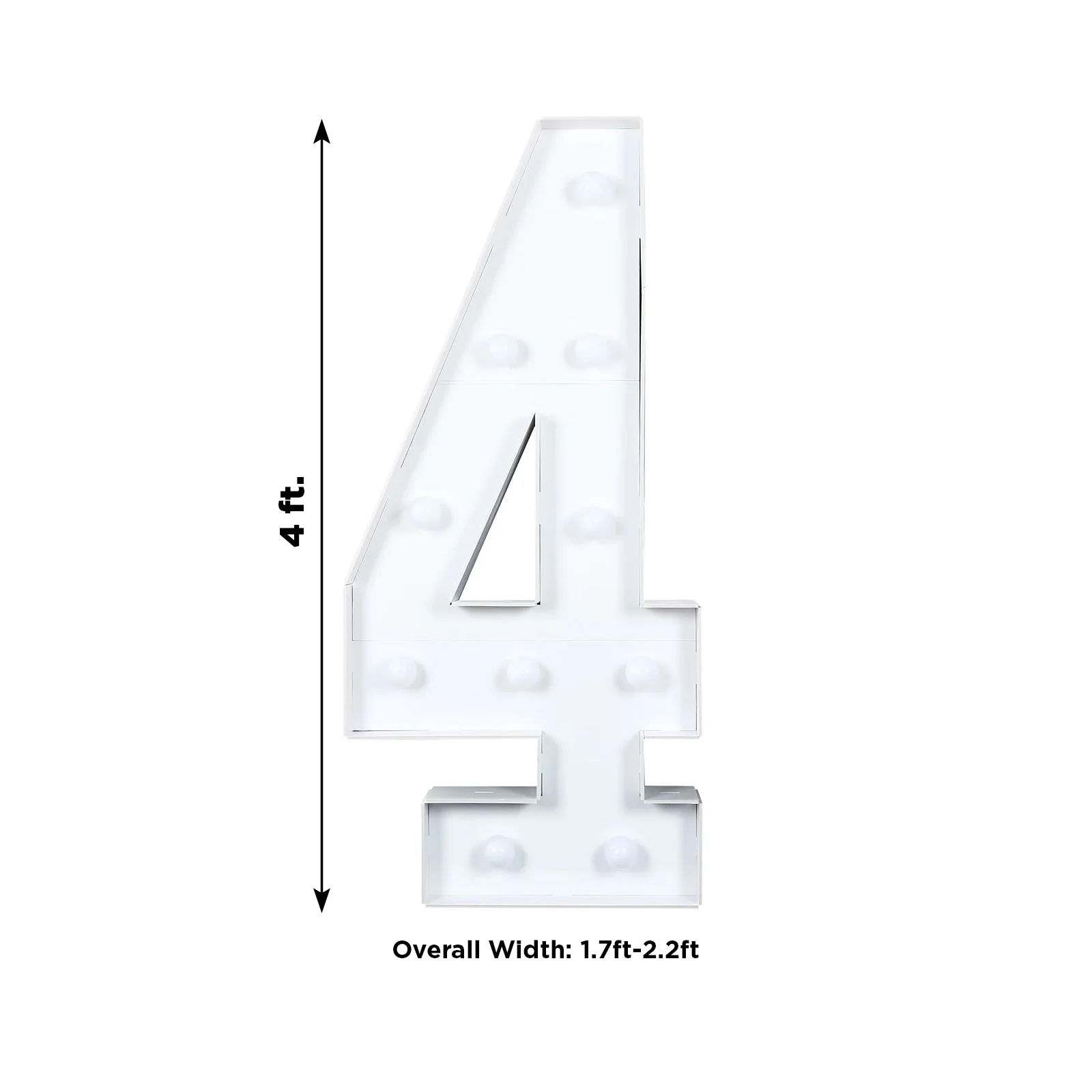 4ft Giant LED Marquee Number "4", White Pre-Cut Foam Board with 10 Warm White Battery Operated LEDs, Glue Gun and Sticks - Image 3