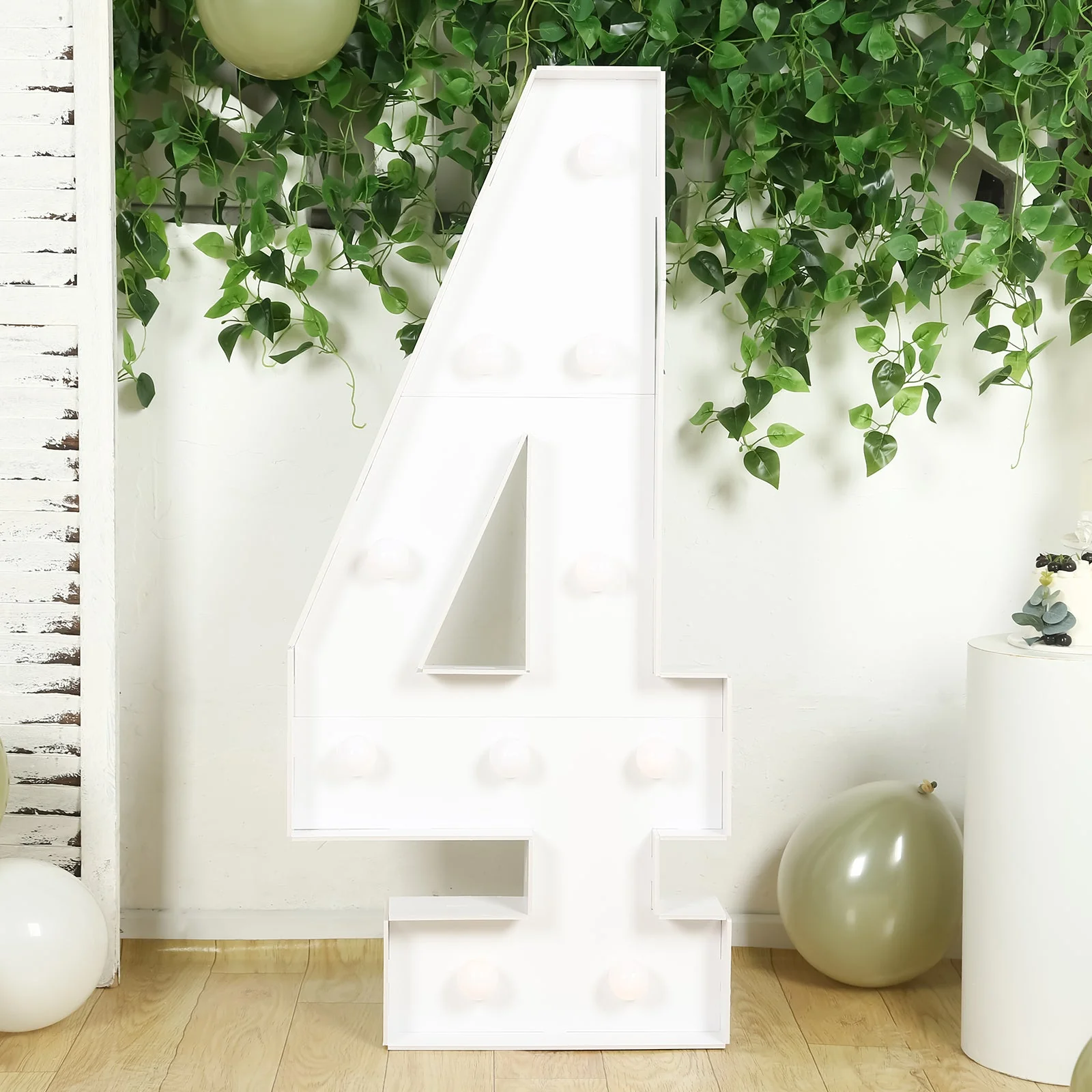 4ft Giant LED Marquee Number "4", White Pre-Cut Foam Board with 10 Warm White Battery Operated LEDs, Glue Gun and Sticks - Image 7