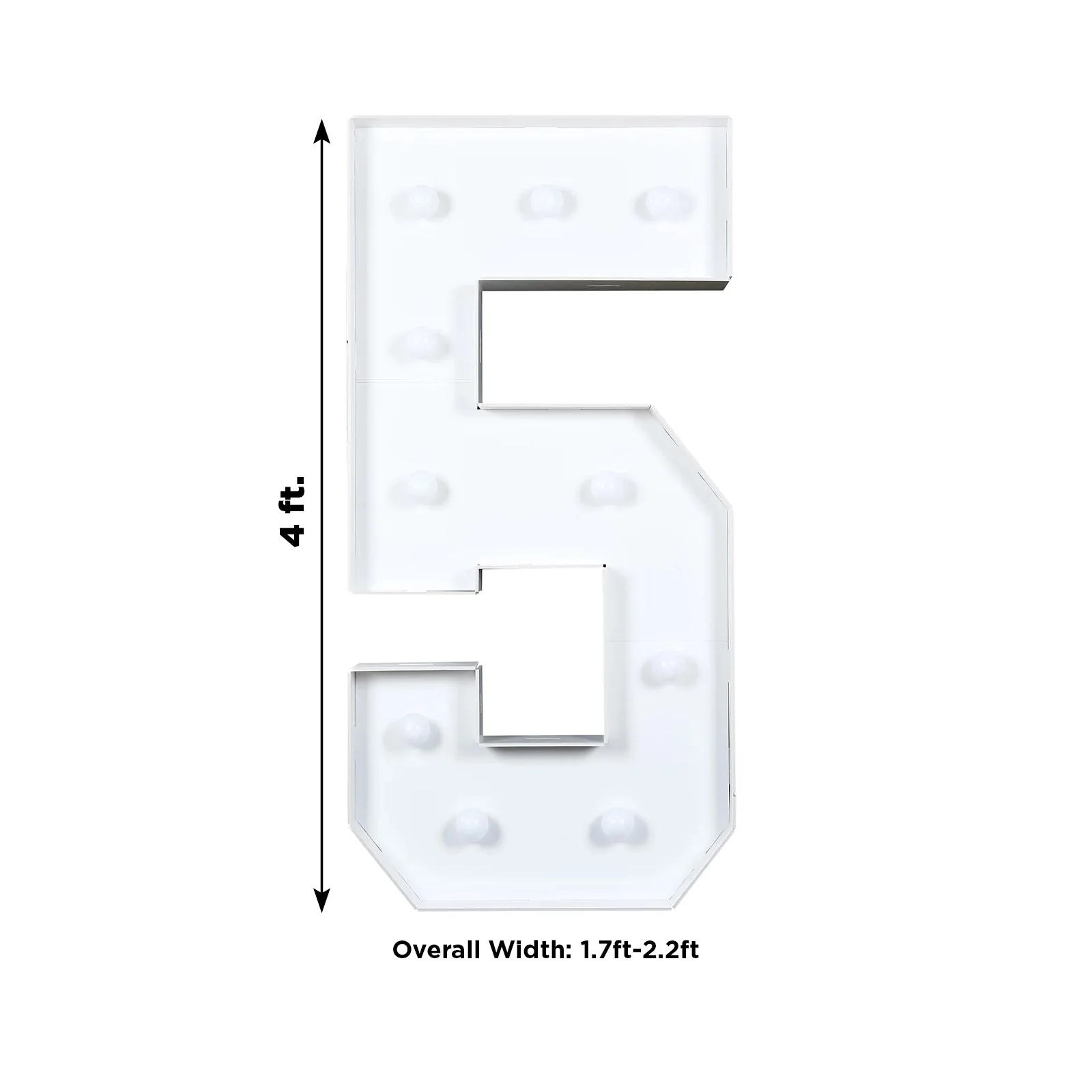 4ft Giant LED Marquee Number "5", White Pre-Cut Foam Board with 10 Warm White Battery Operated LEDs, Glue Gun and Sticks - Image 3