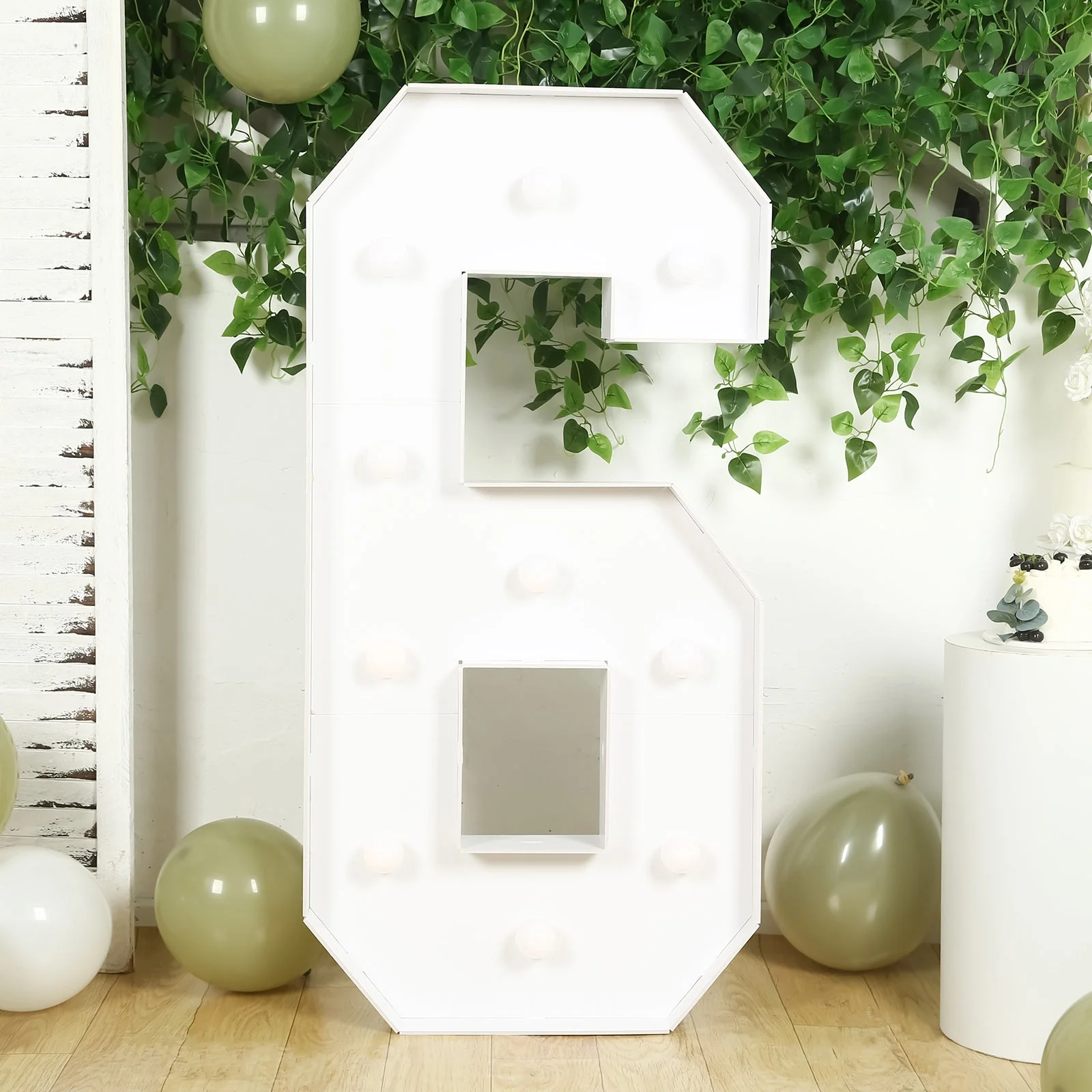 4ft Giant LED Marquee Number "6", White Pre-Cut Foam Board with 10 Warm White Battery Operated LEDs, Glue Gun and Sticks - Image 7