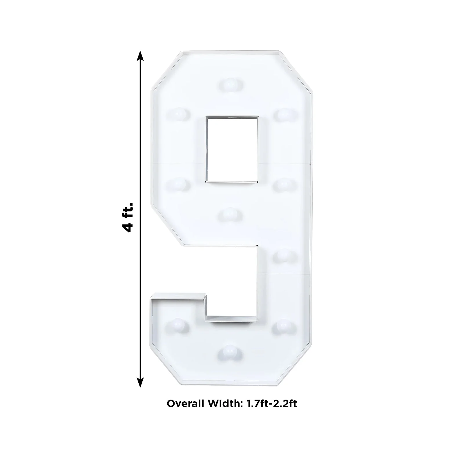 4ft Giant LED Marquee Number "9", White Pre-Cut Foam Board with 10 Warm White Battery Operated LEDs, Glue Gun and Sticks - Image 3