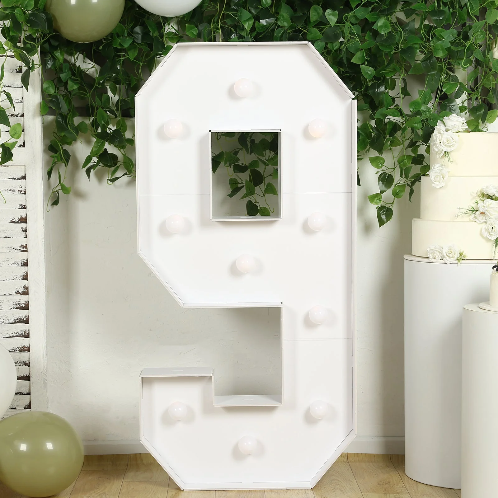 4ft Giant LED Marquee Number "9", White Pre-Cut Foam Board with 10 Warm White Battery Operated LEDs, Glue Gun and Sticks - Image 7