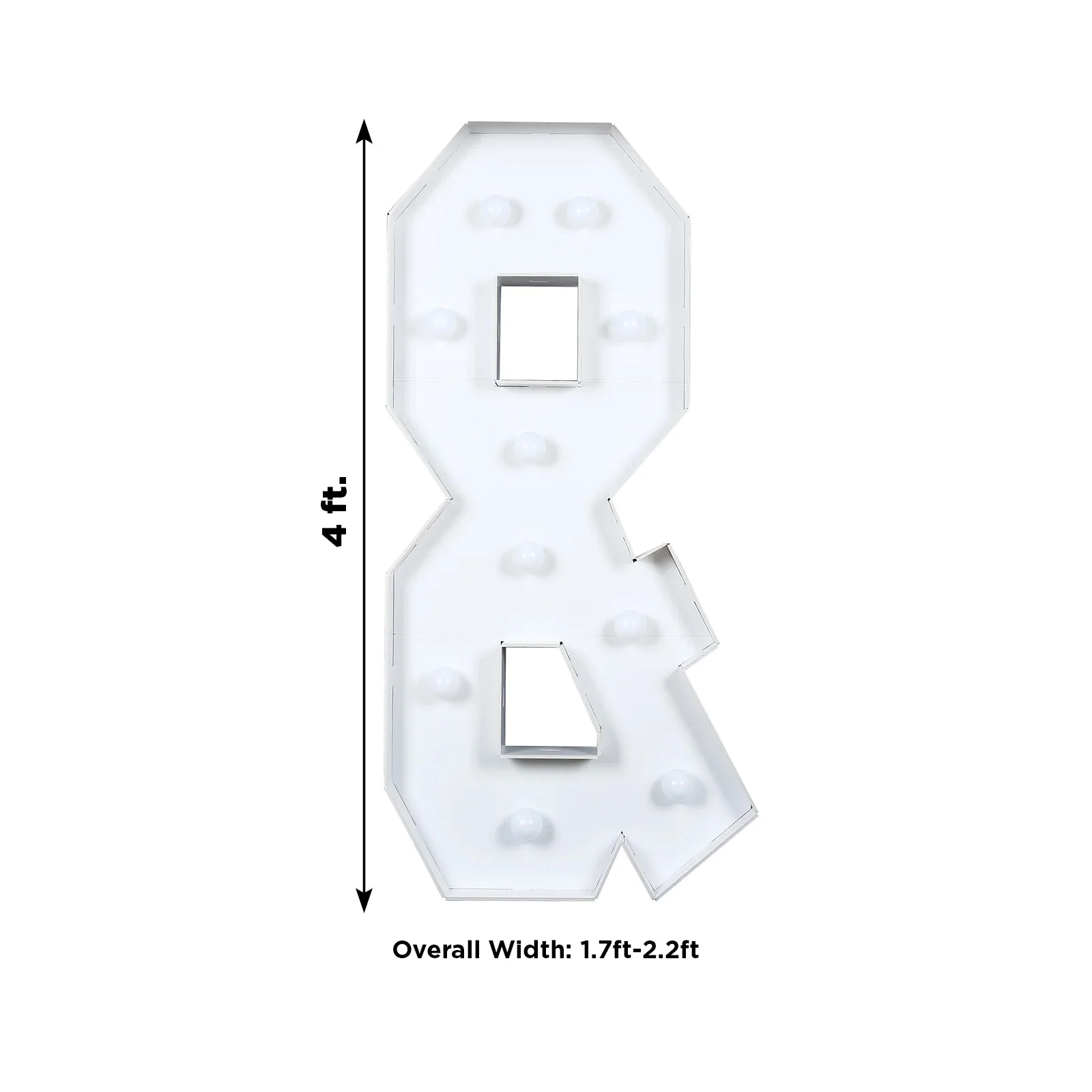 4ft Giant LED Marquee Symbol "&", White Pre-Cut Foam Board with 10 Warm White Battery Operated LEDs, Glue Gun and Sticks - Image 3