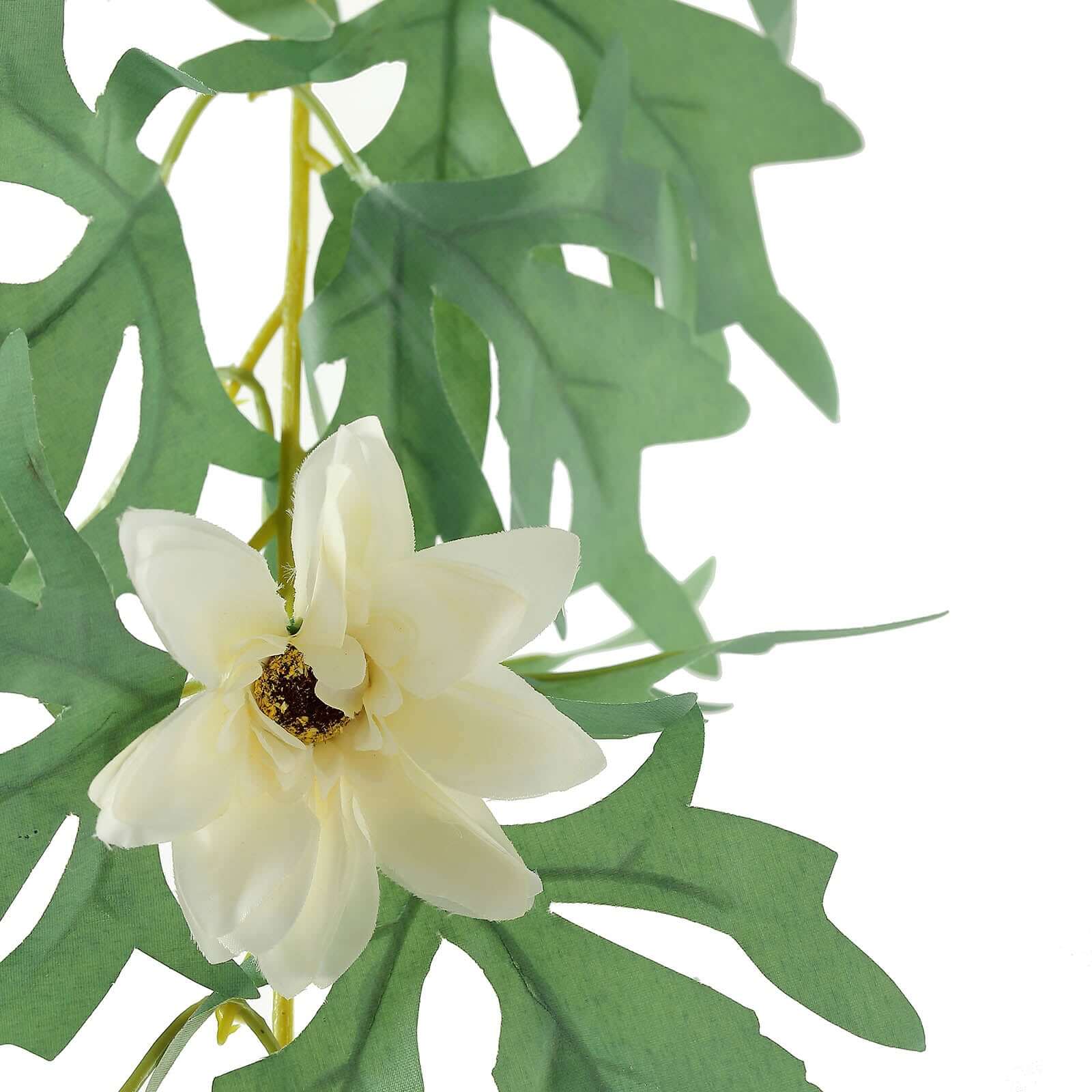 Cream Artificial Daisy, Magnolia Leaf Flower Garland Faux Vine 5.5ft - Image 10