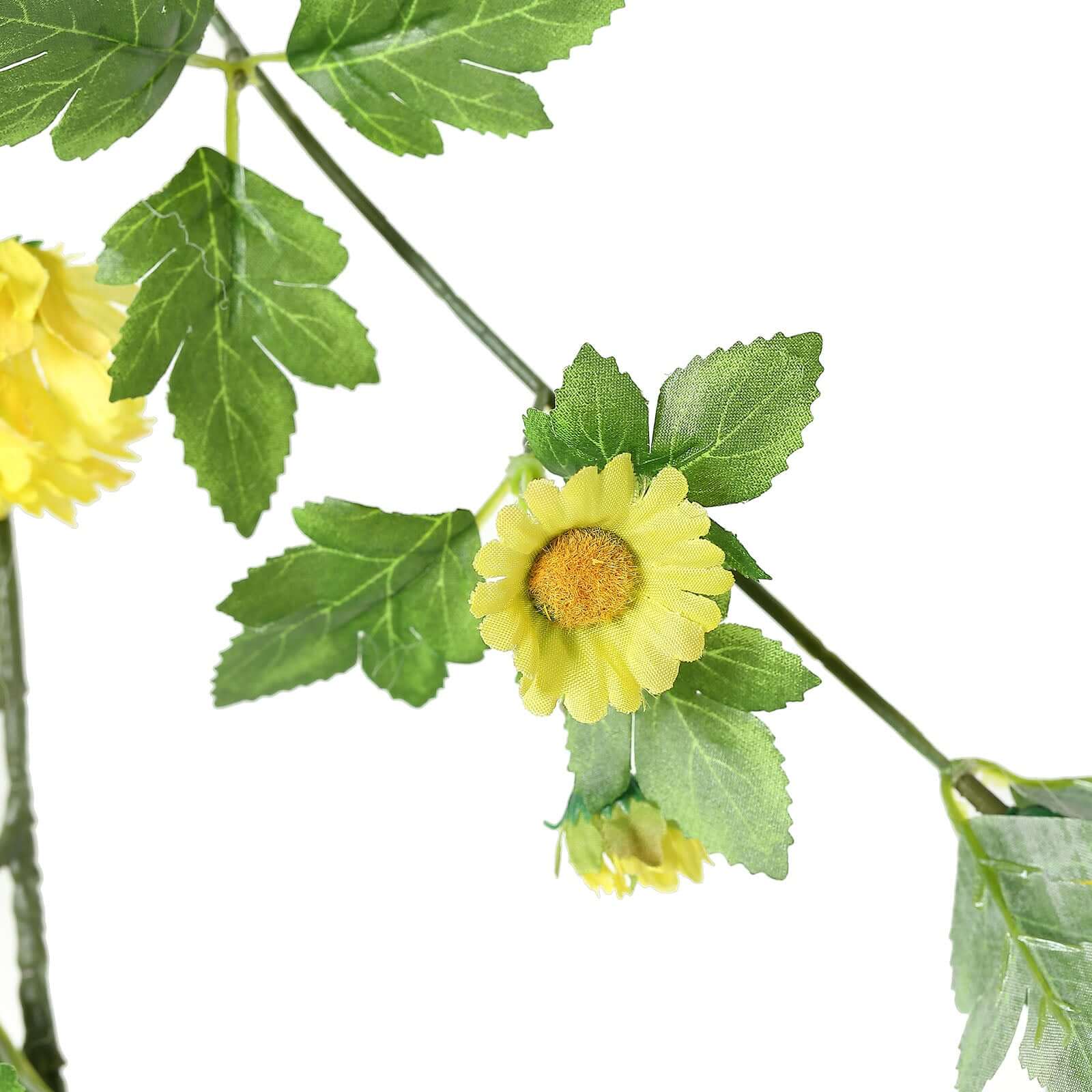 Yellow Artificial Daisy Magnolia Leaf Flower Garland Faux Vine 5.5ft - Image 12