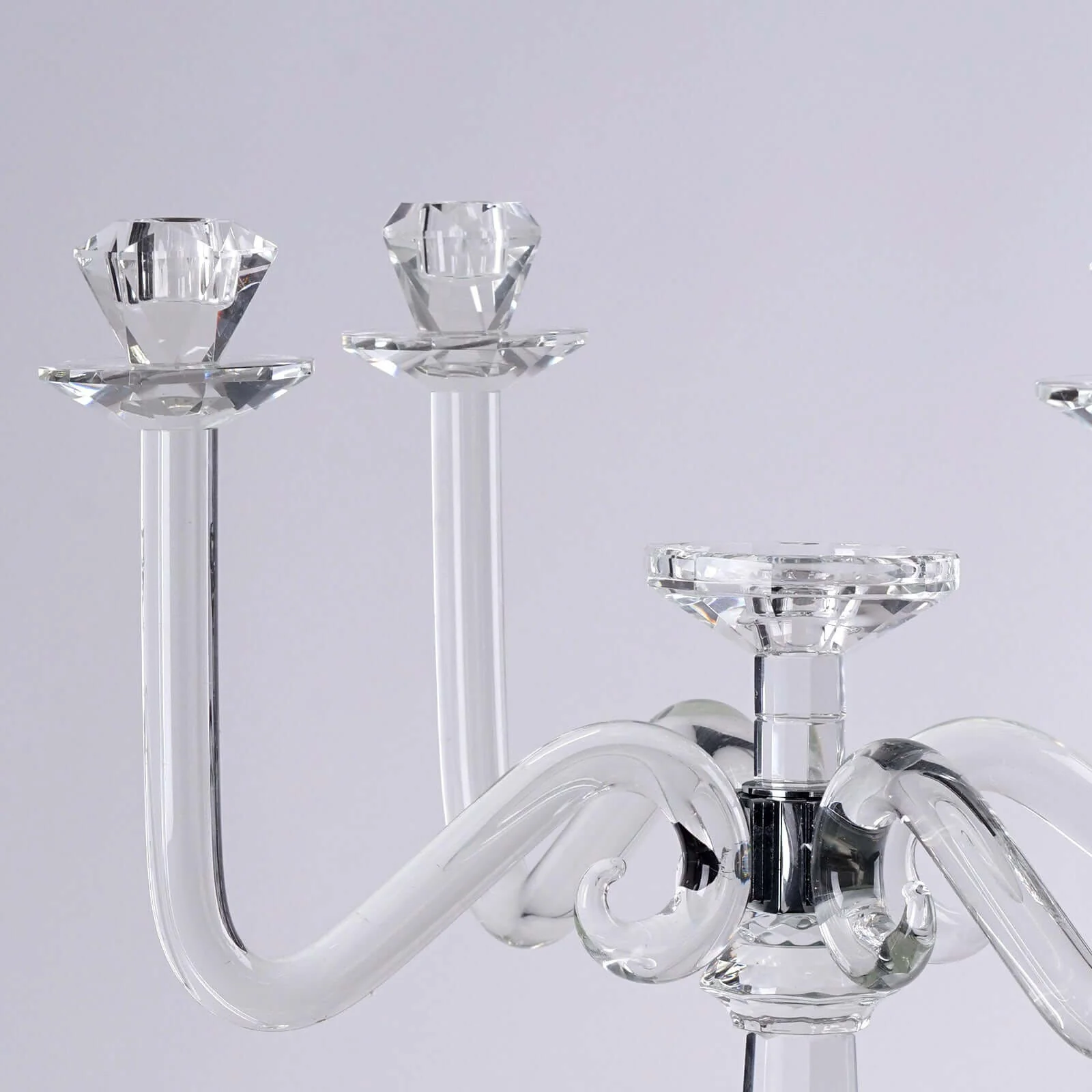 5 Arm Crystal Glass Candelabra 27" Clear- Glamorous Taper Candle Holder Table Centerpiece Stand for Weddings & Banquets - Image 5