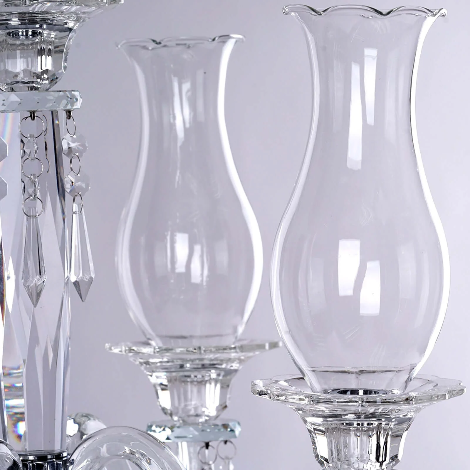 5 Arm Crystal Glass Taper Candle Holder Candelabra 40" - Luxurious Table Centerpiece With Chandelier Chains - Image 7
