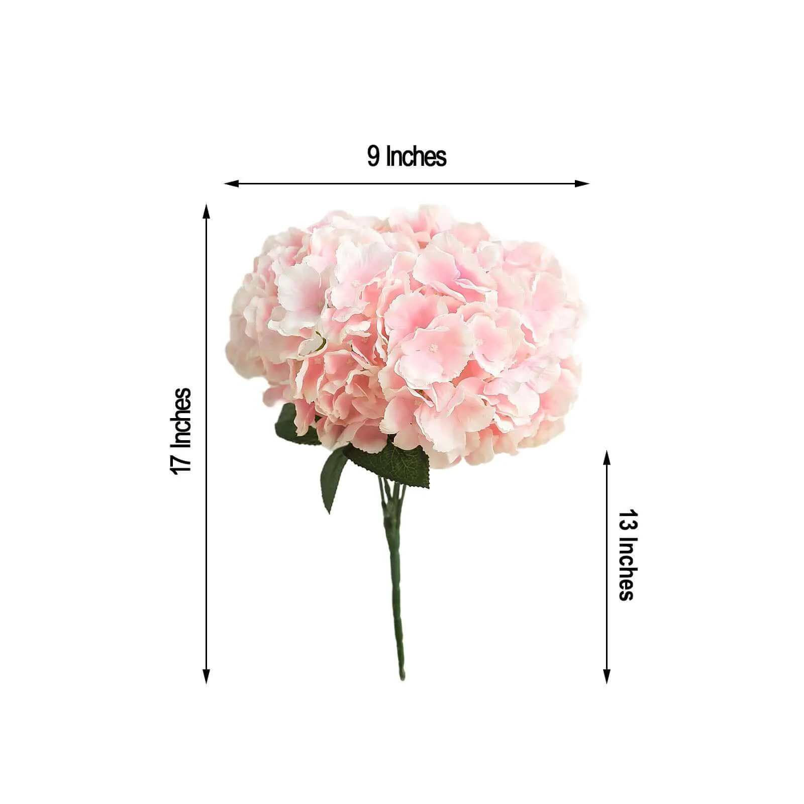 5 Bushes Blush Pink Artificial Silk Hydrangea Flower Bouquets - Image 3