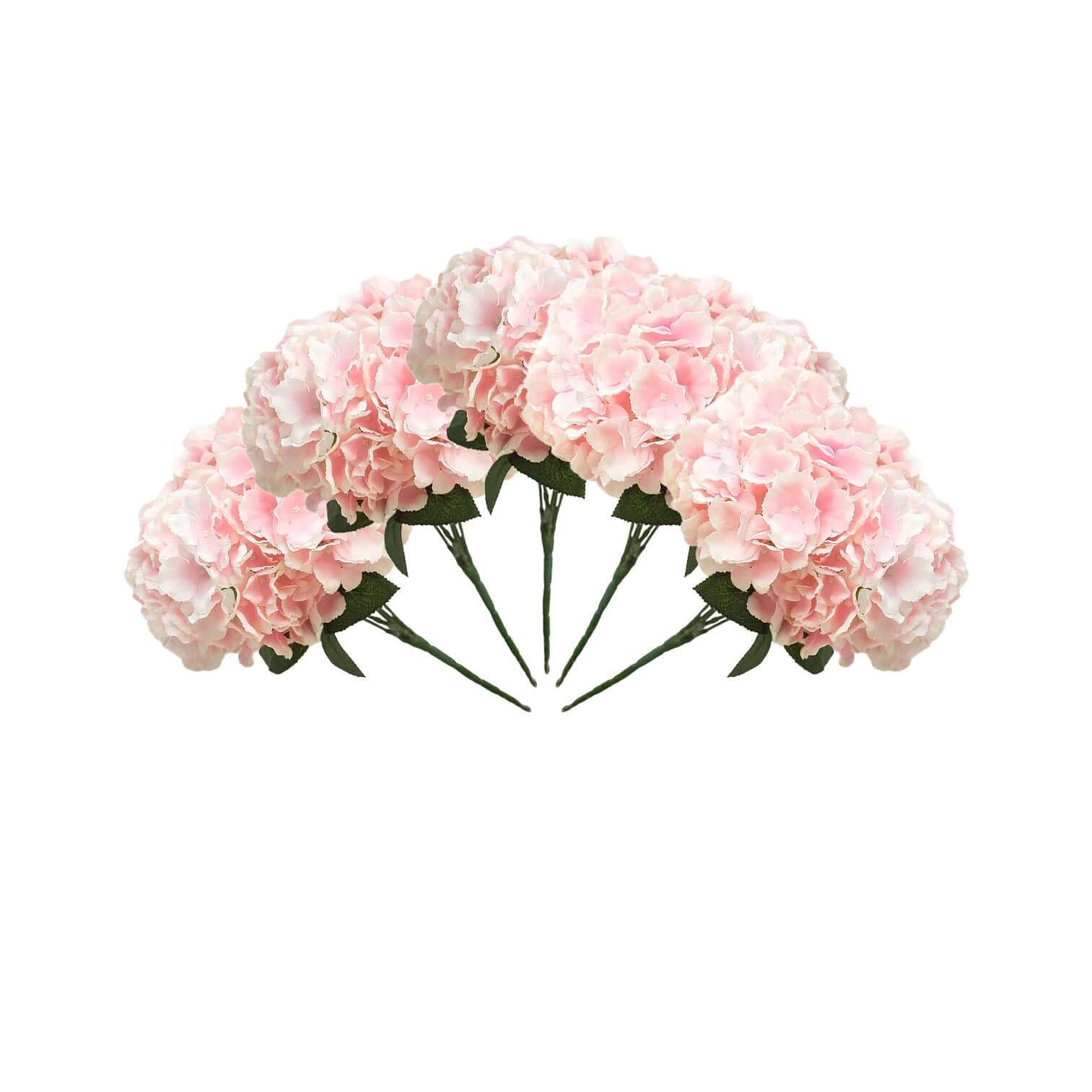 5 Bushes Blush Pink Artificial Silk Hydrangea Flower Bouquets - Image 6