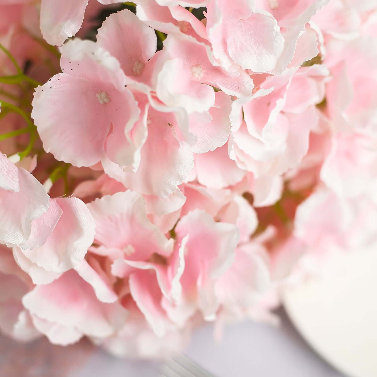 5 Bushes Blush Pink Artificial Silk Hydrangea Flower Bouquets - Image 8