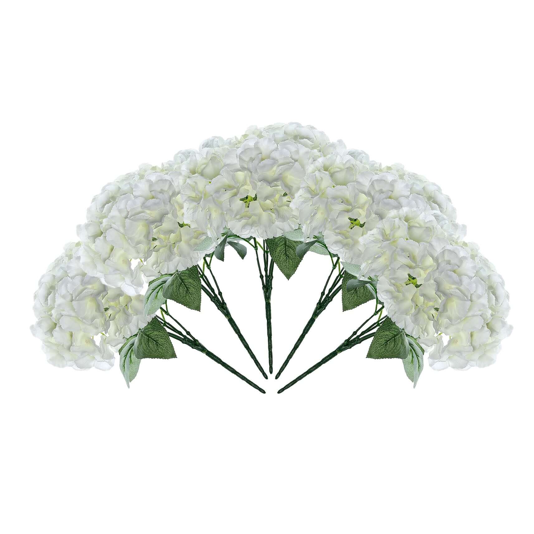 5 Bushes Cream Artificial Silk Hydrangea Flower Bouquets - Image 6