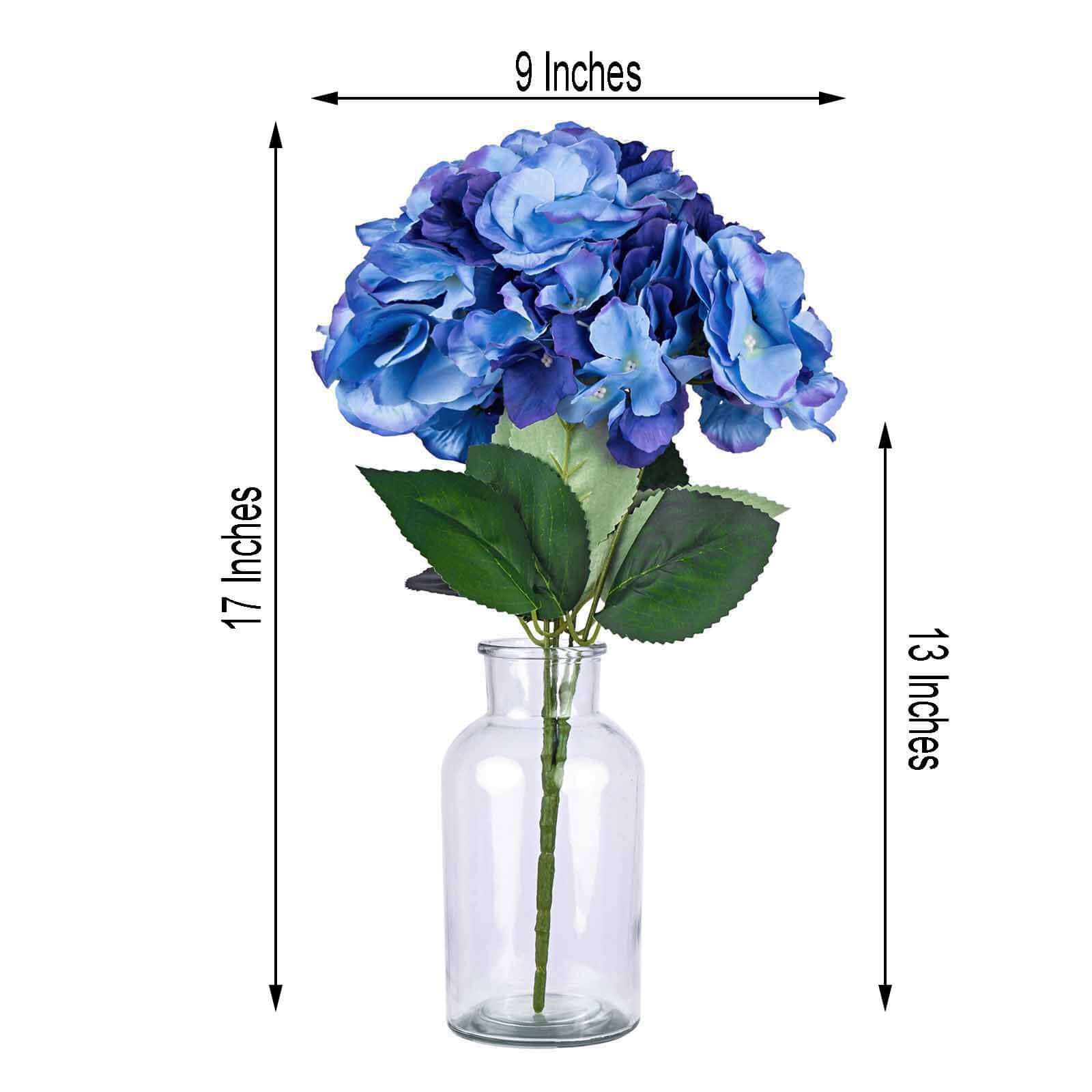 5 Bushes Royal Blue Artificial Silk Hydrangea Flower Bouquets - Image 3